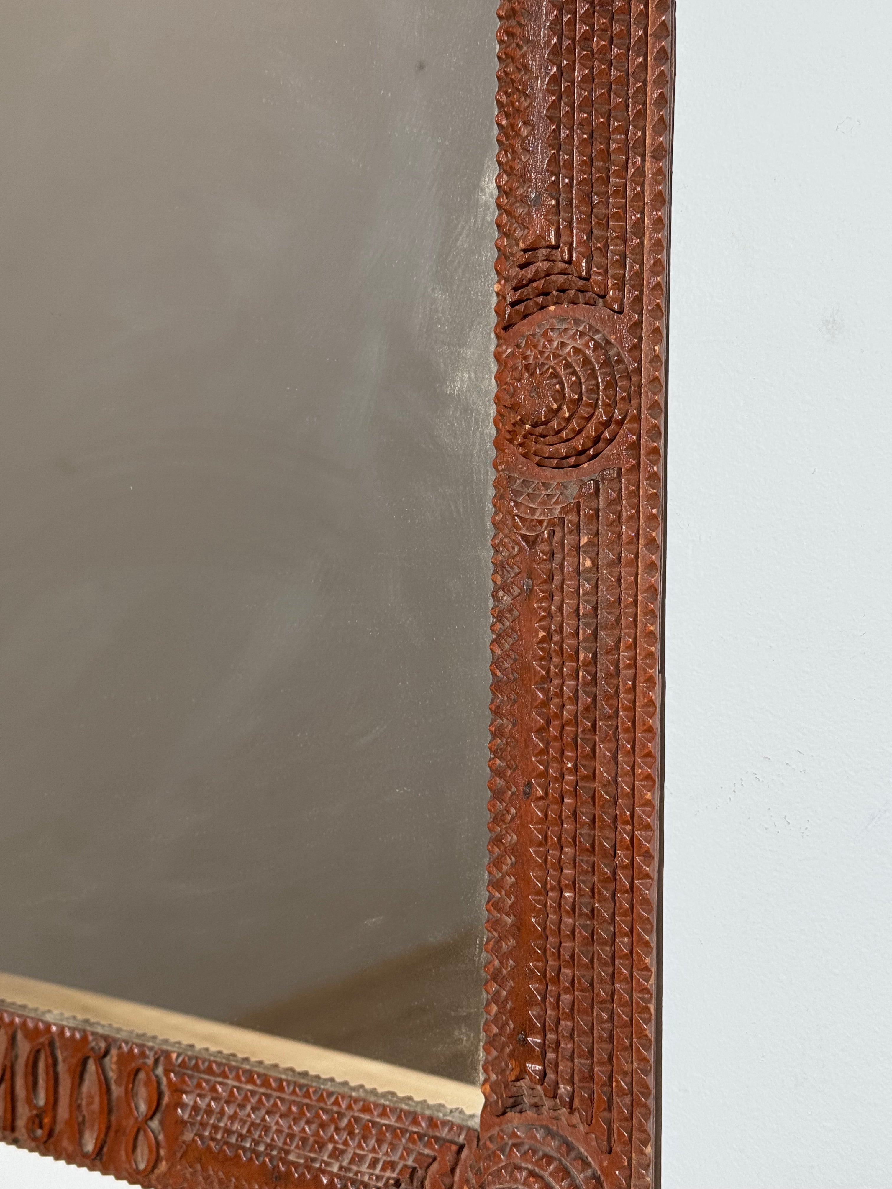 English 19c "tramp art" Mirror