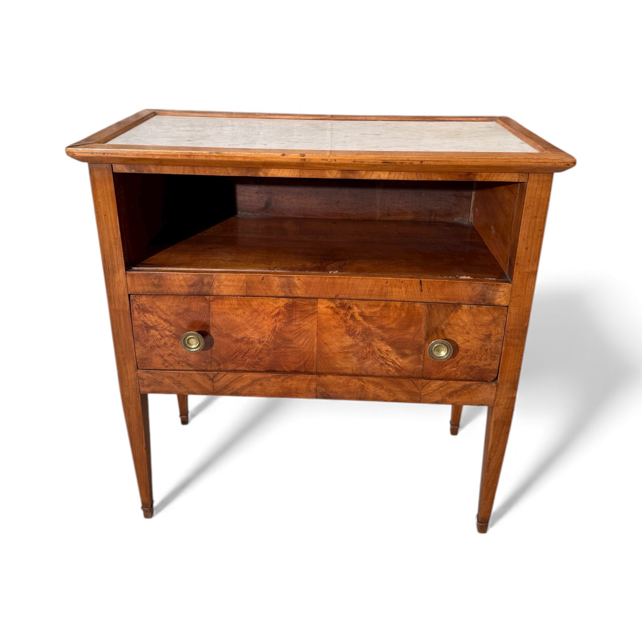 English 19c Fruitwood & Marble Nighstand
