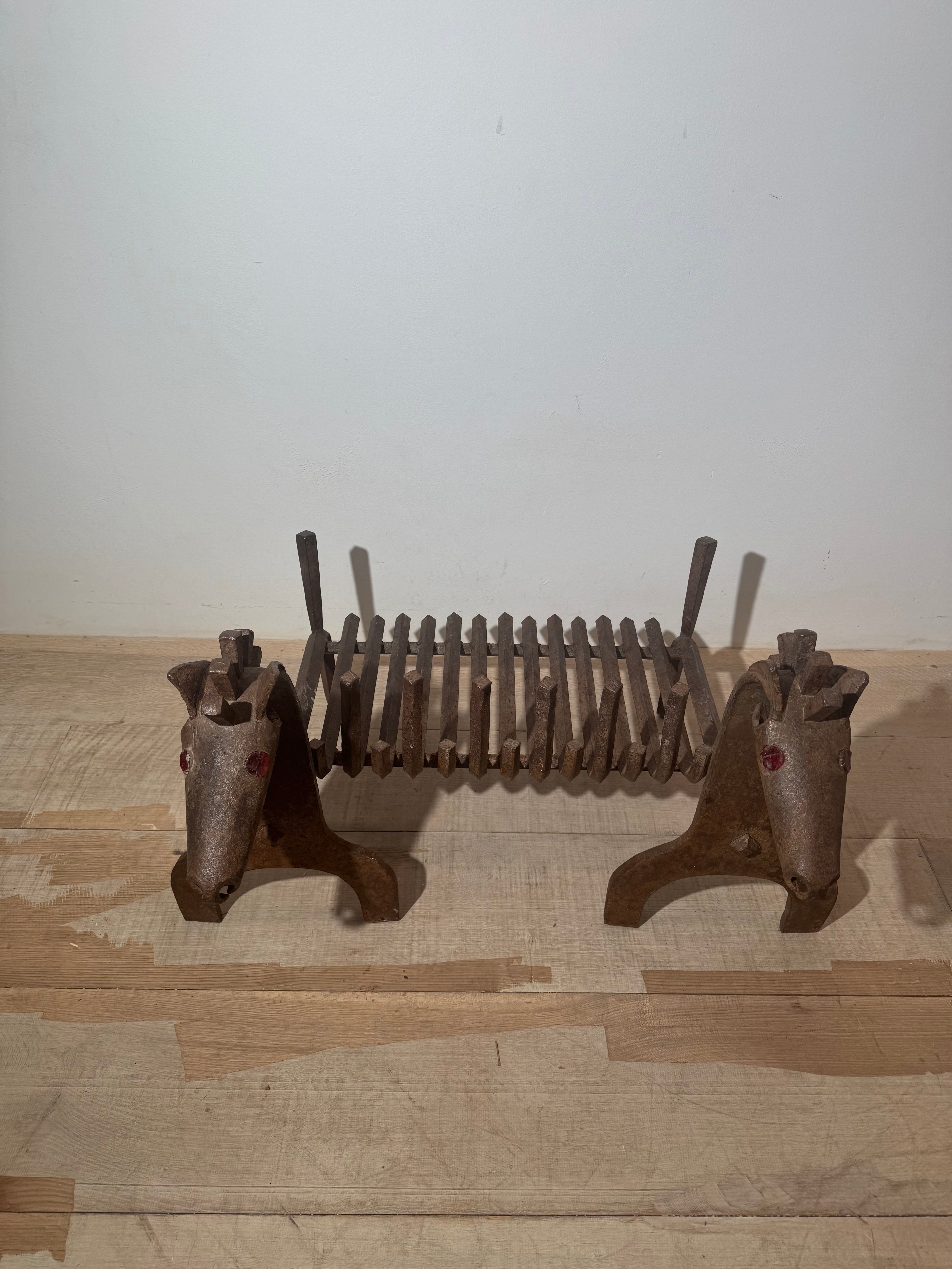 Impressive and Entirely Original French 1950's Fire "DOGS"