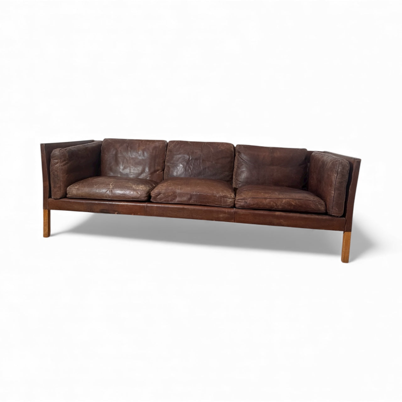Danish Chocolate Brown Leather Sofa