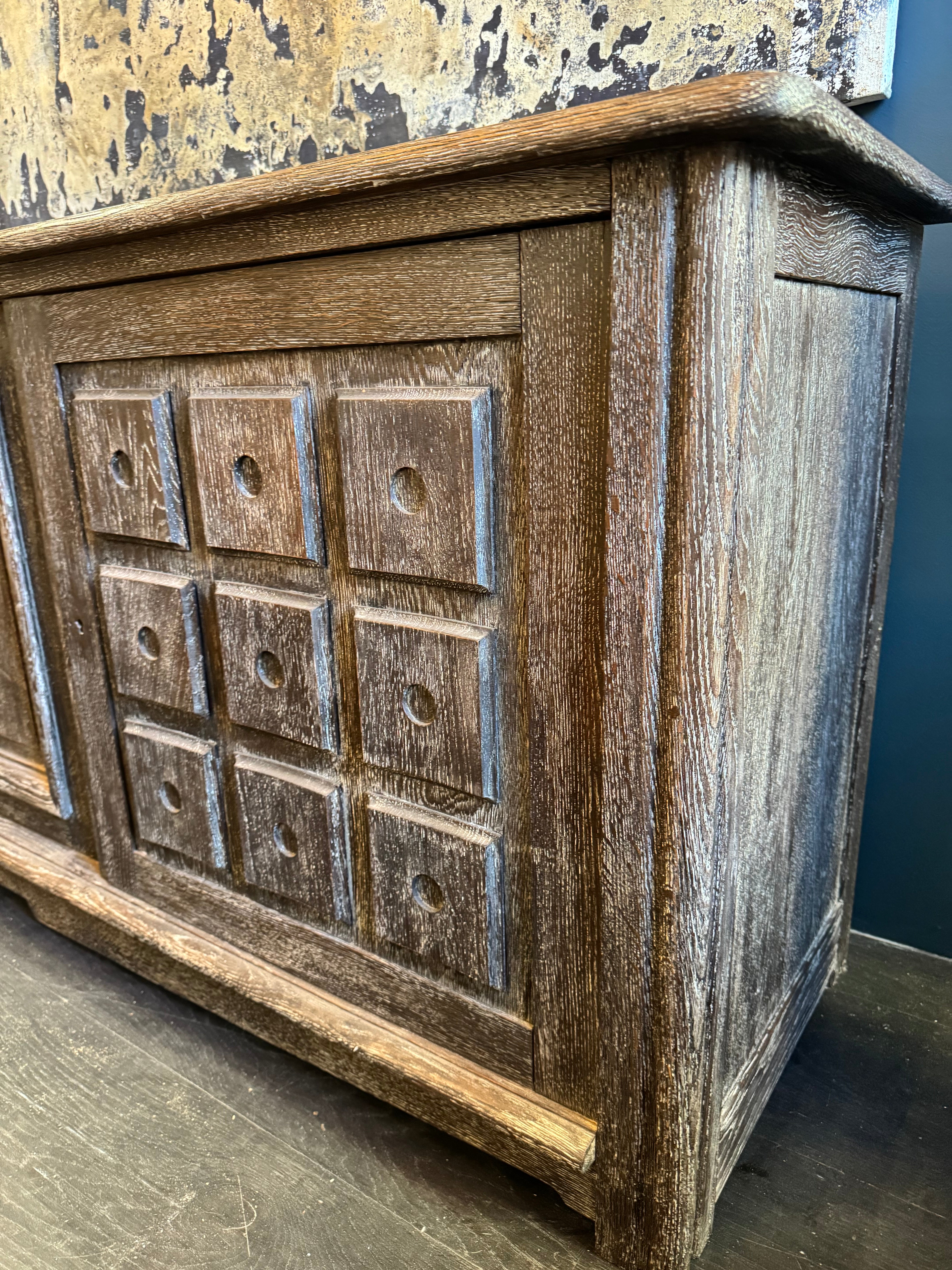 French 1940's Grey Cerused Oak Sideboard