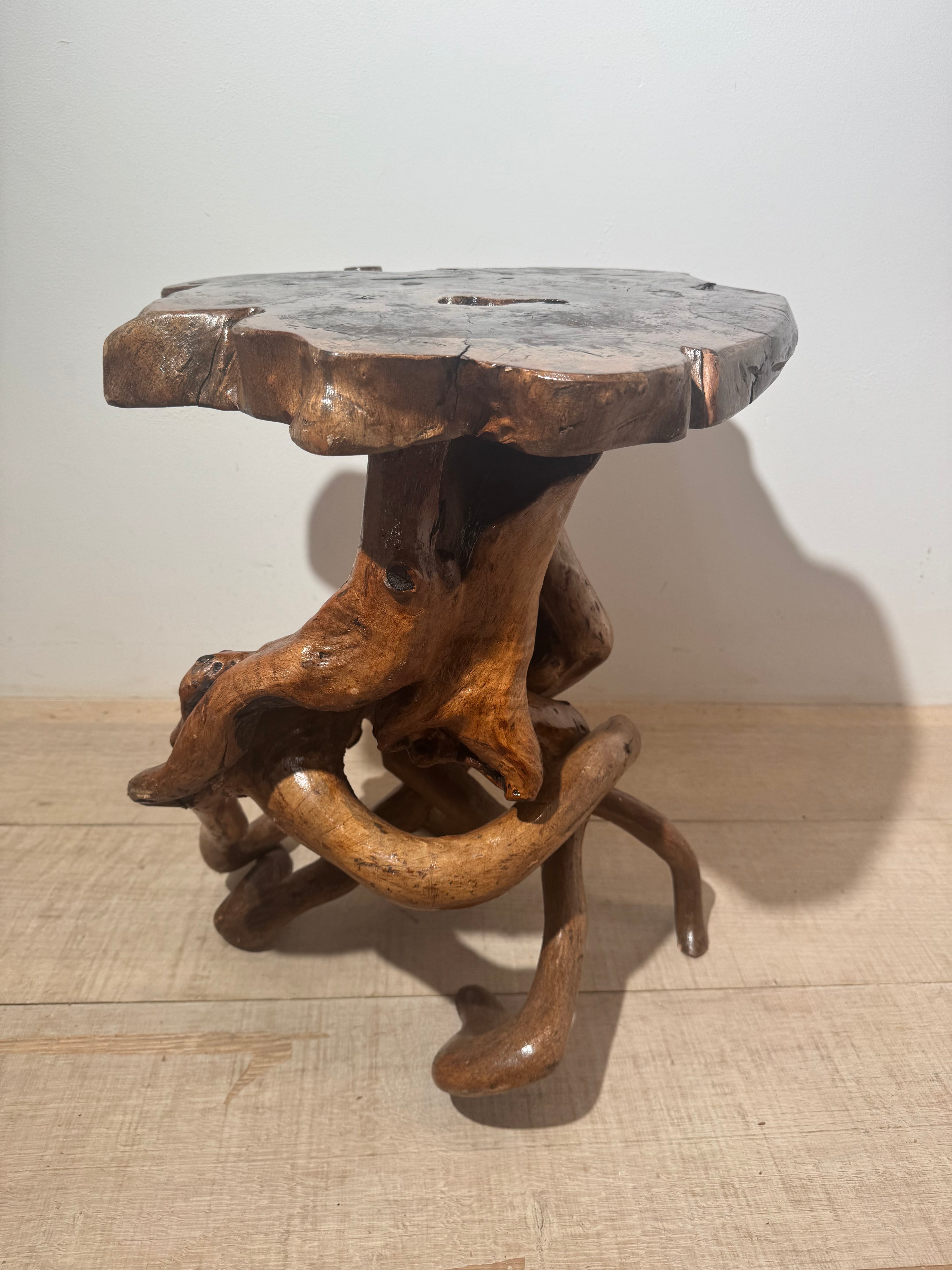 French Vintage Burl Root Side Table