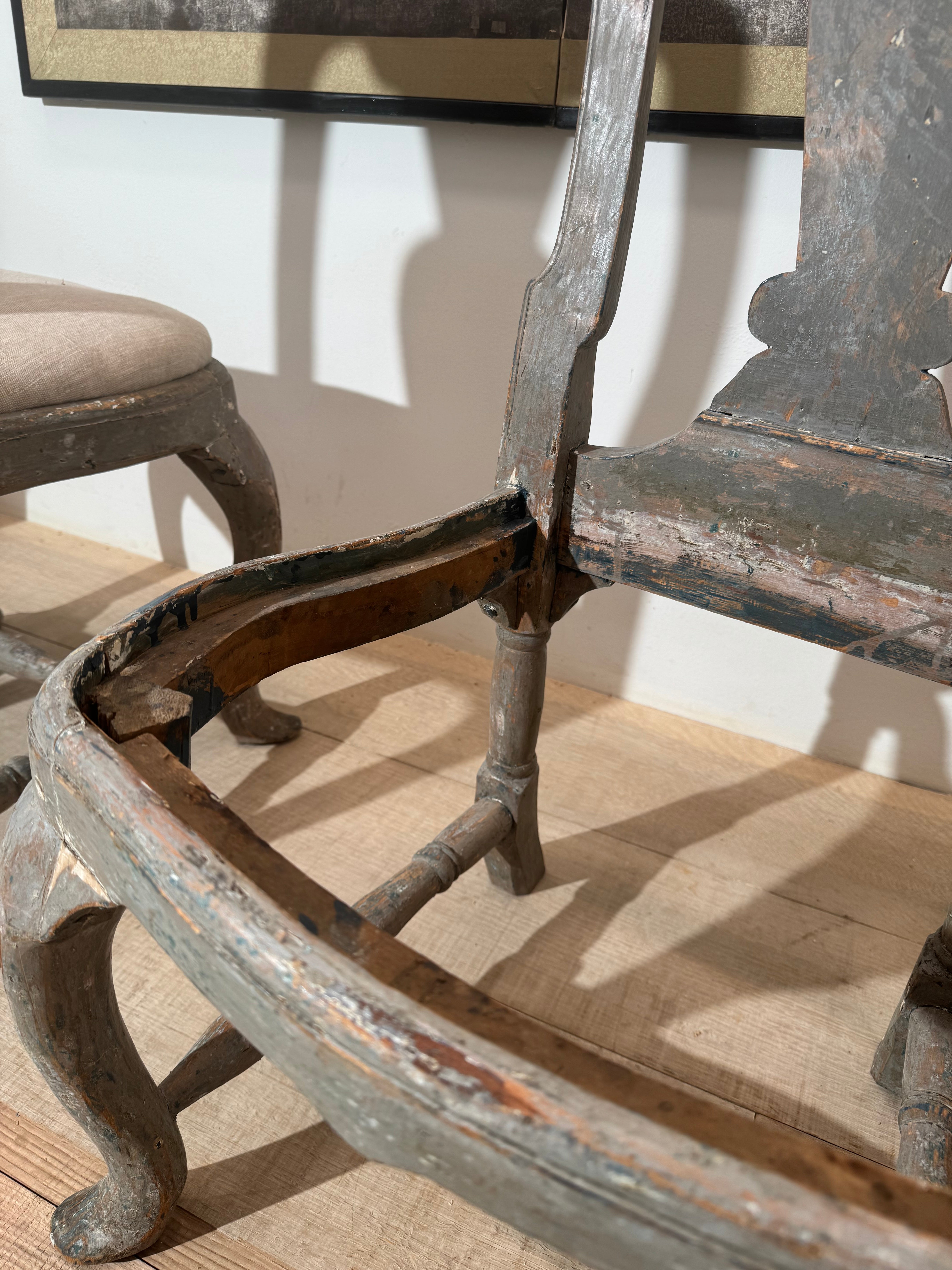 Set of Four Gustavian Painted Dining Chairs