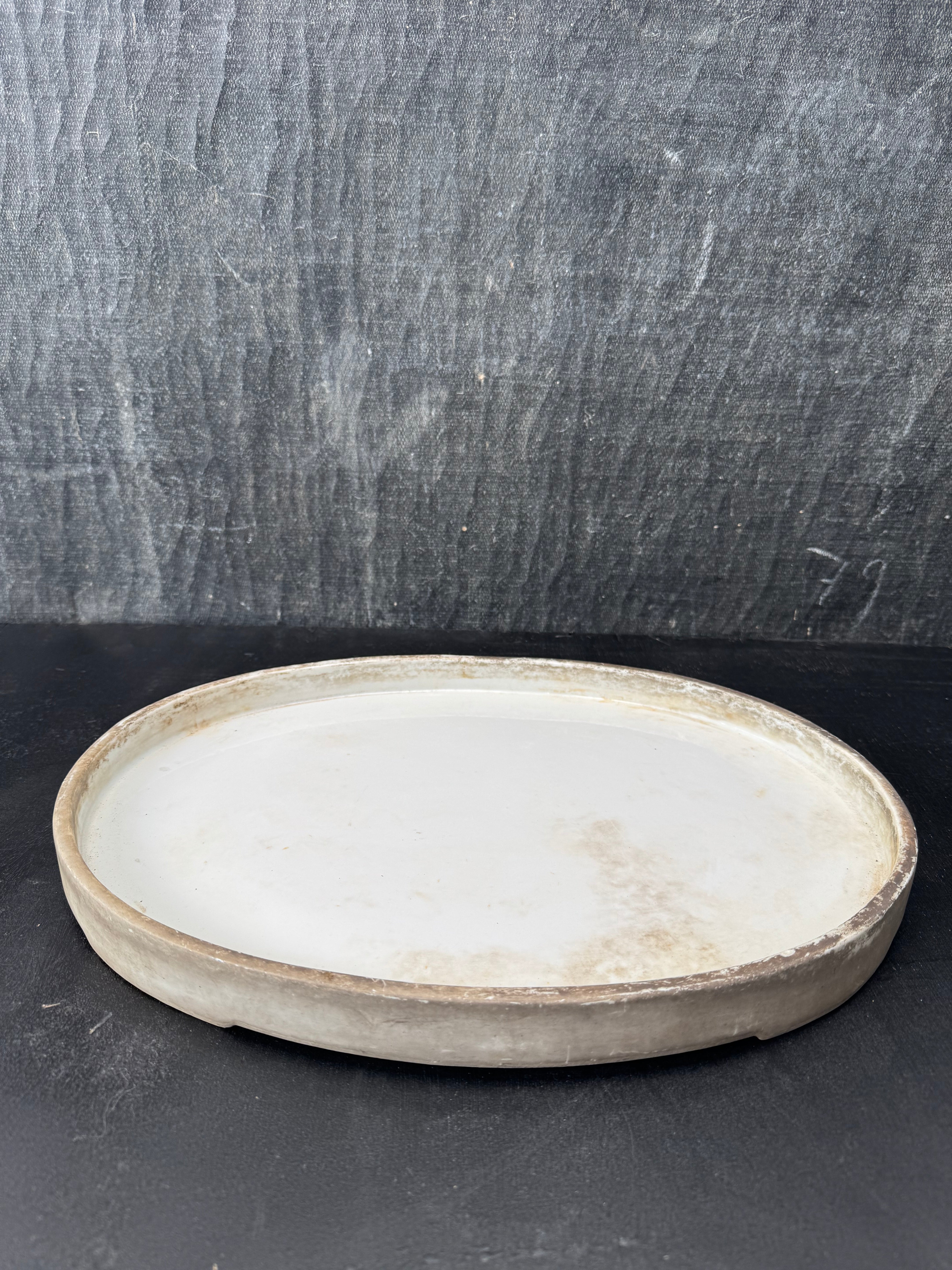 Vintage Japanese Ivory Color Glaze Ceramic Platter