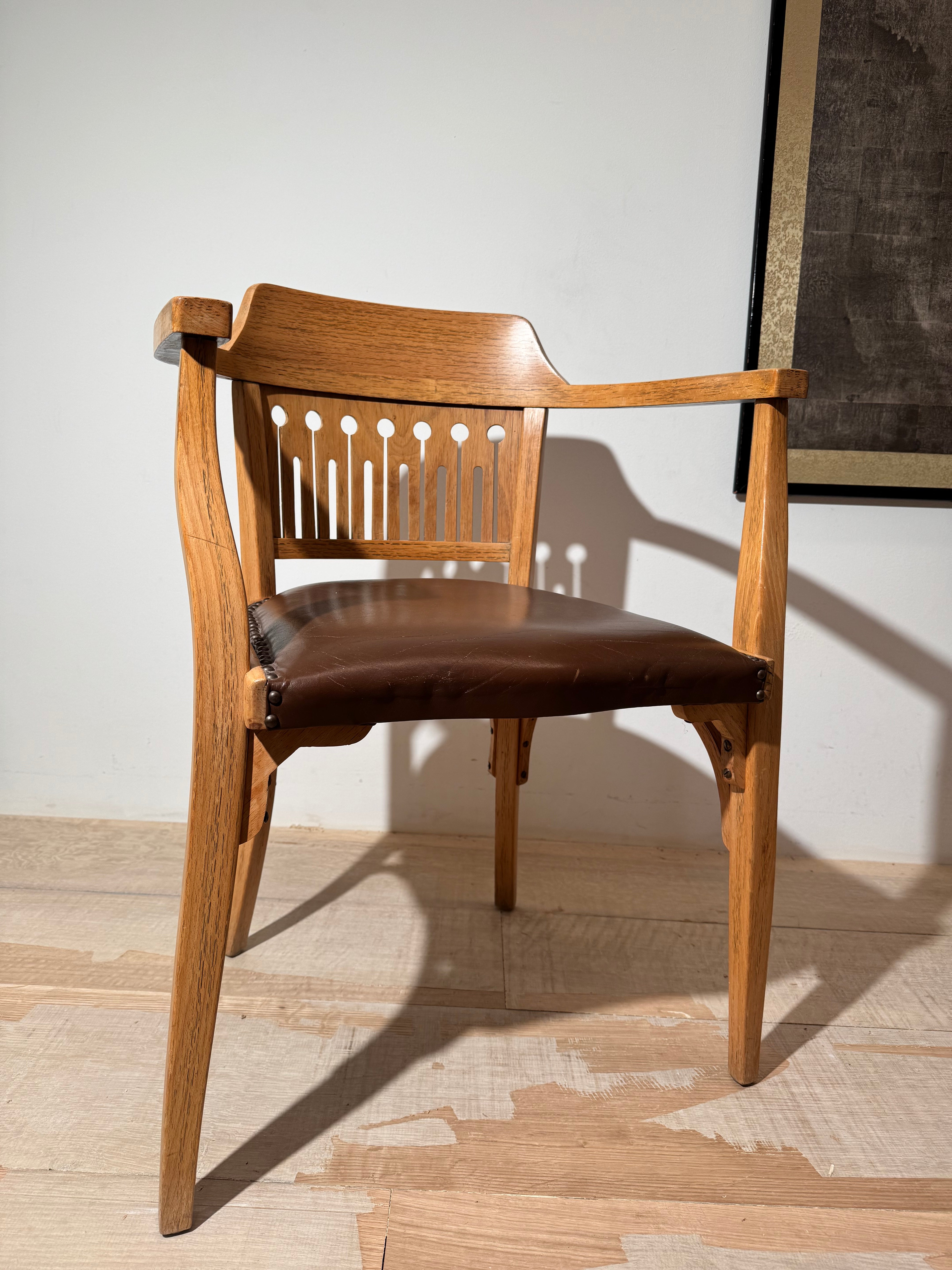Pair of Oak Austrian Secessionist Armchairs