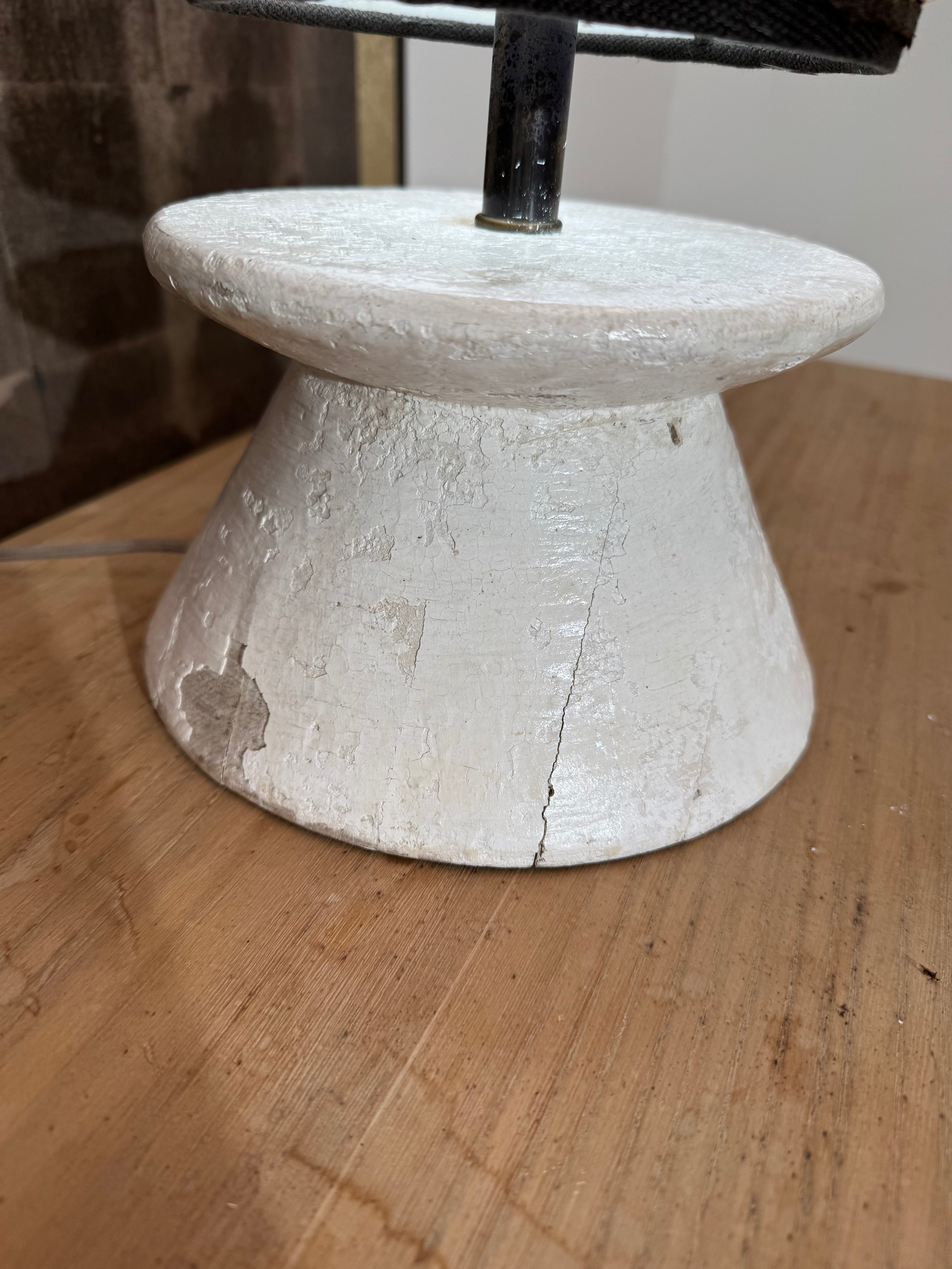 Pair Vintage French 1950's Wood & Plaster Lanps