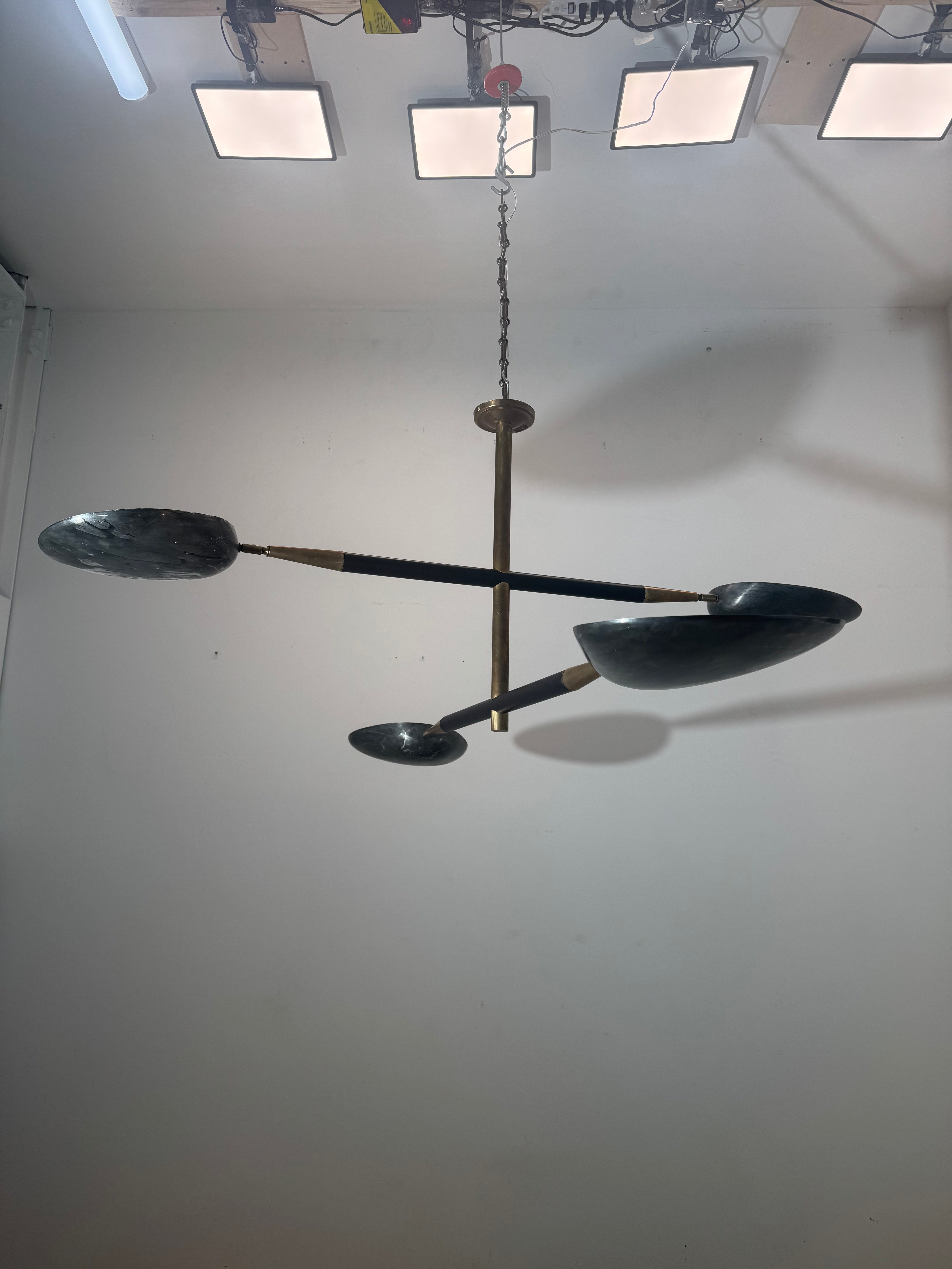 Lucca Studio Renata Chandelier in Leather & Bronze