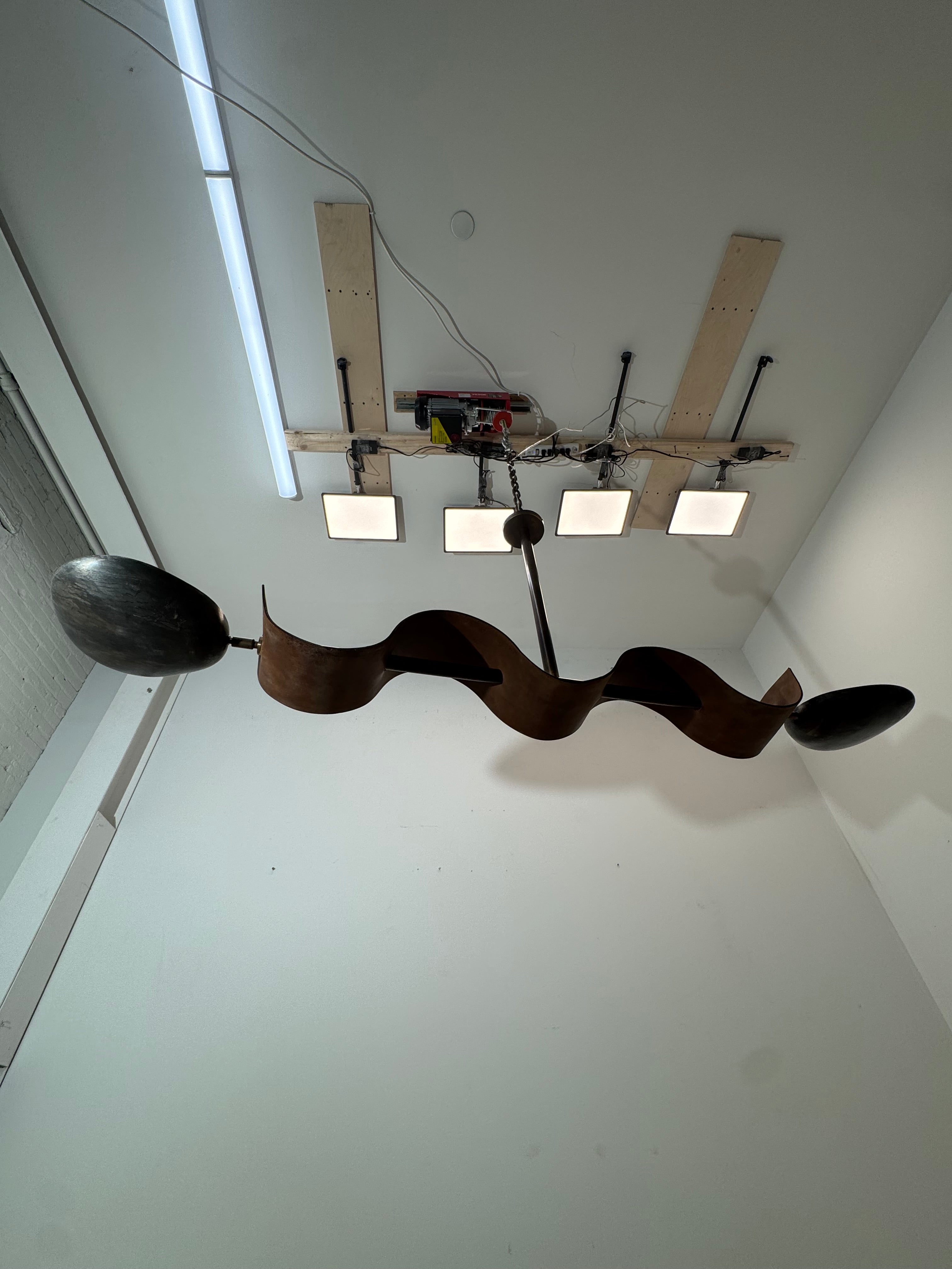 Lucca Studio Parker Leather and Bronze Chandelier