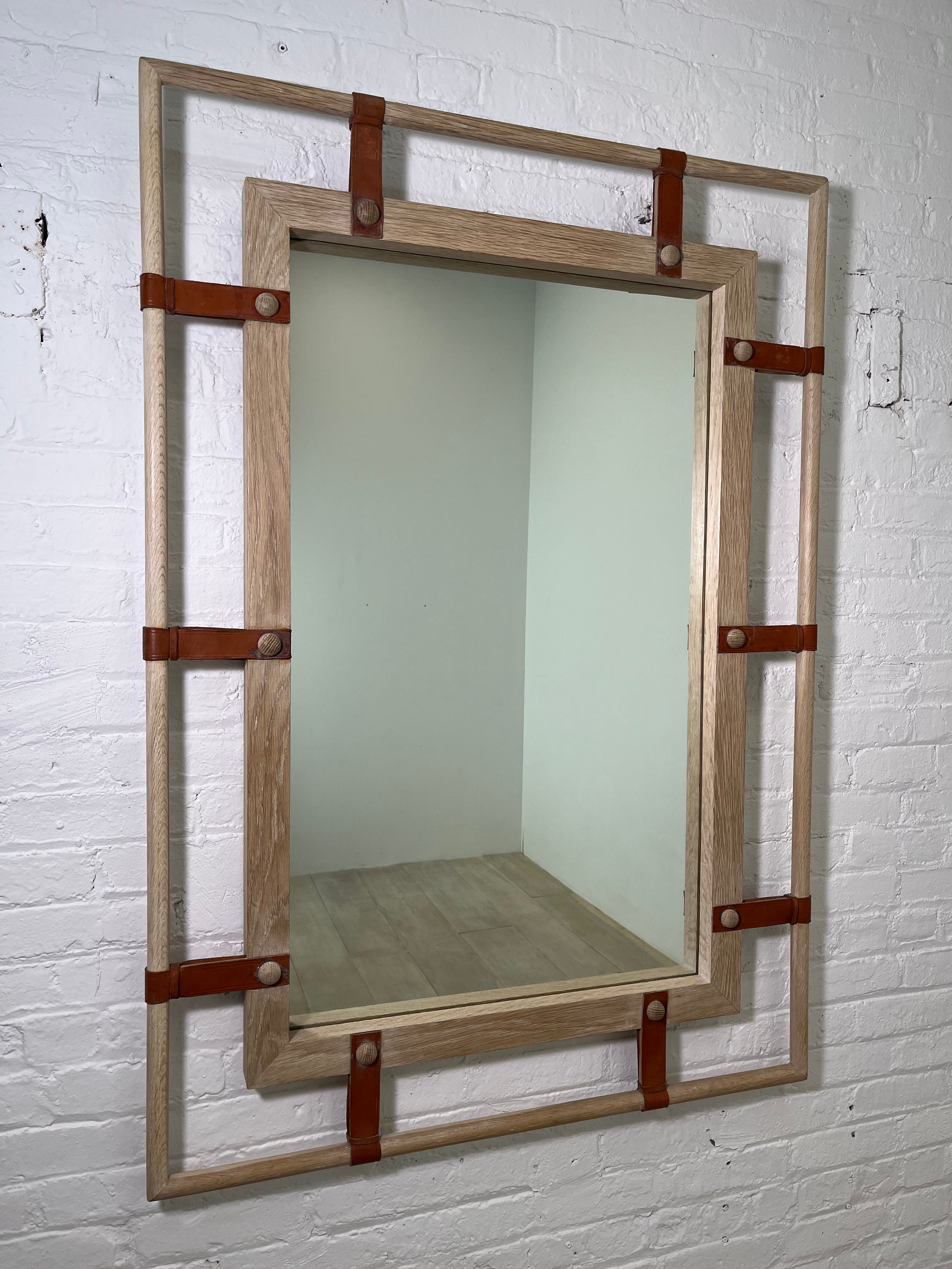 Lucca Studio Donovan Oak and Saddle Leather Mirror