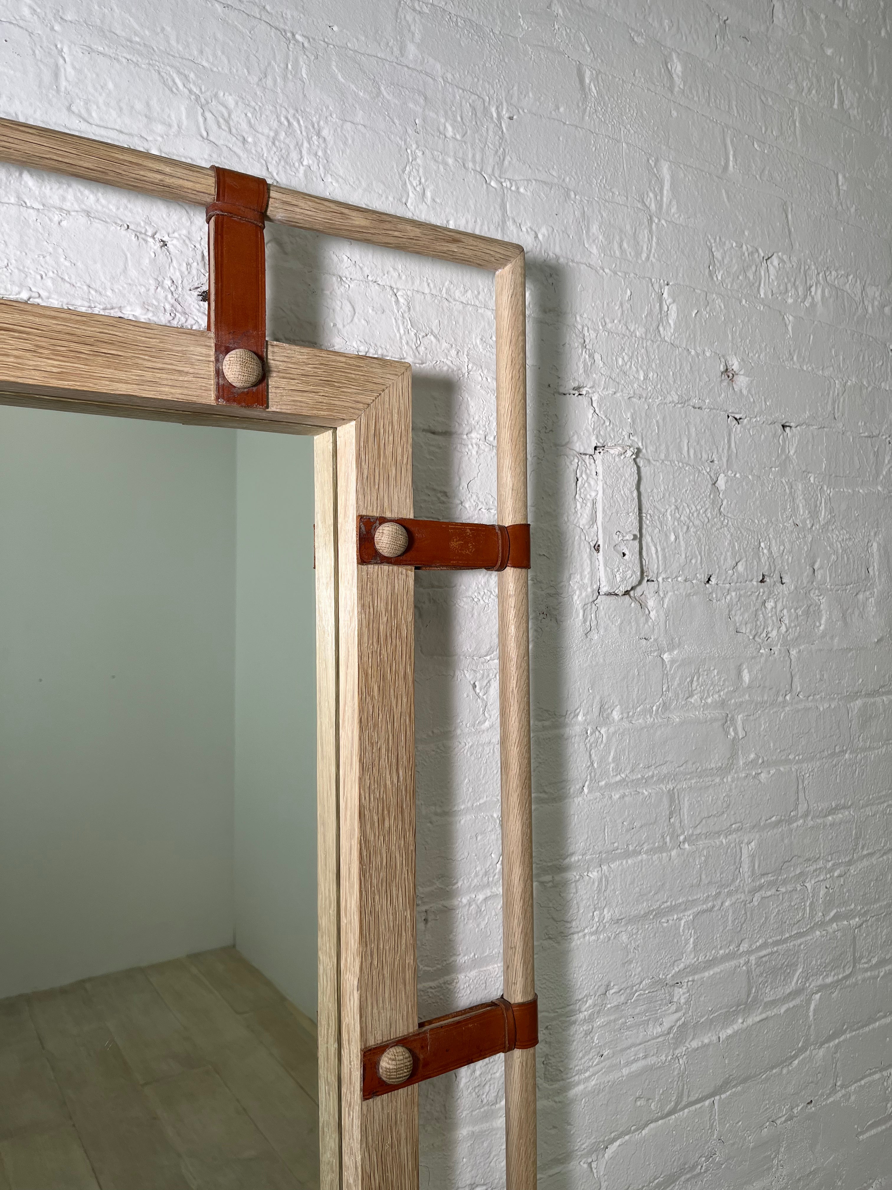 Lucca Studio Donovan Oak and Saddle Leather Mirror