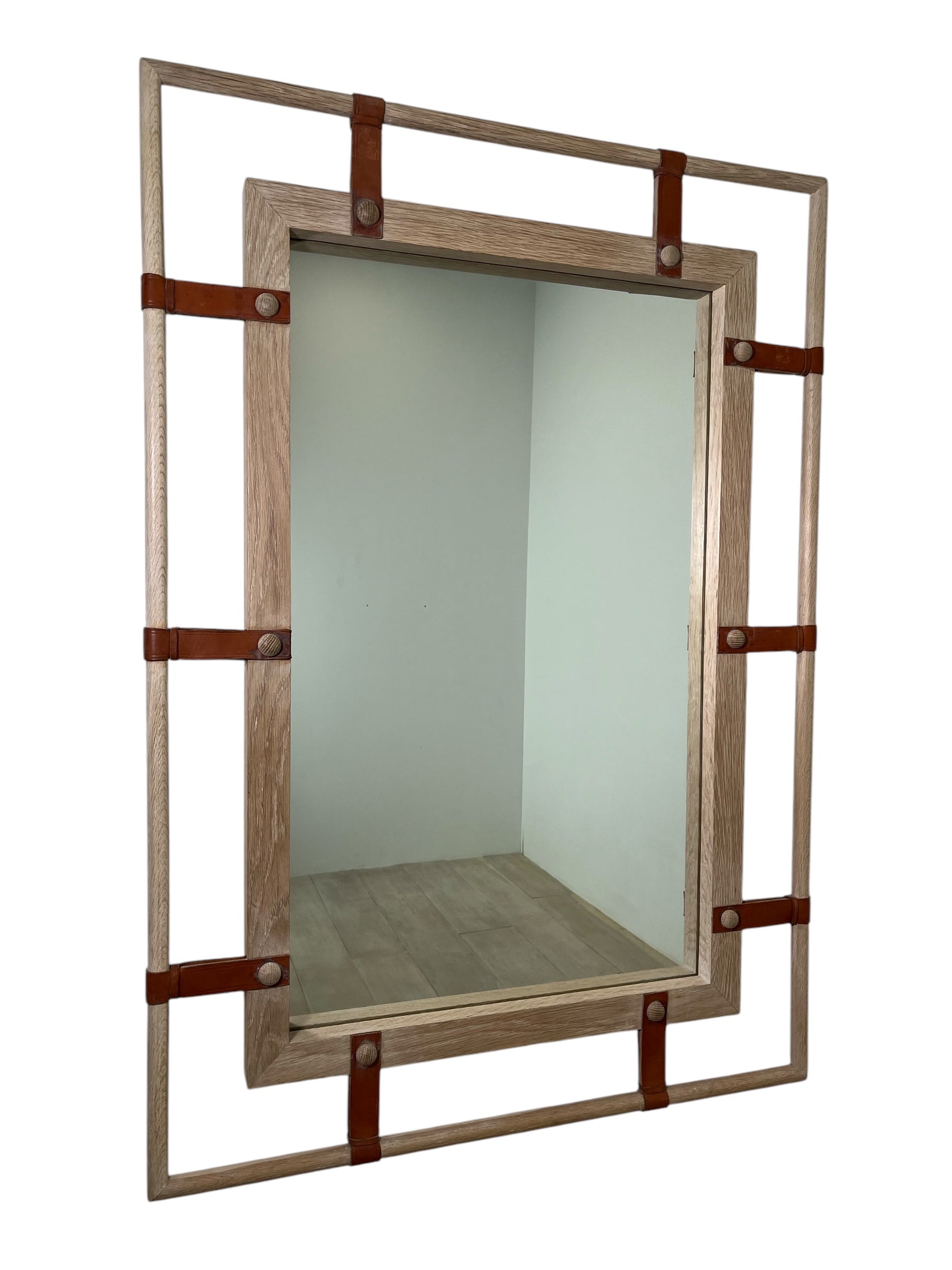 Lucca Studio Donovan Oak and Saddle Leather Mirror