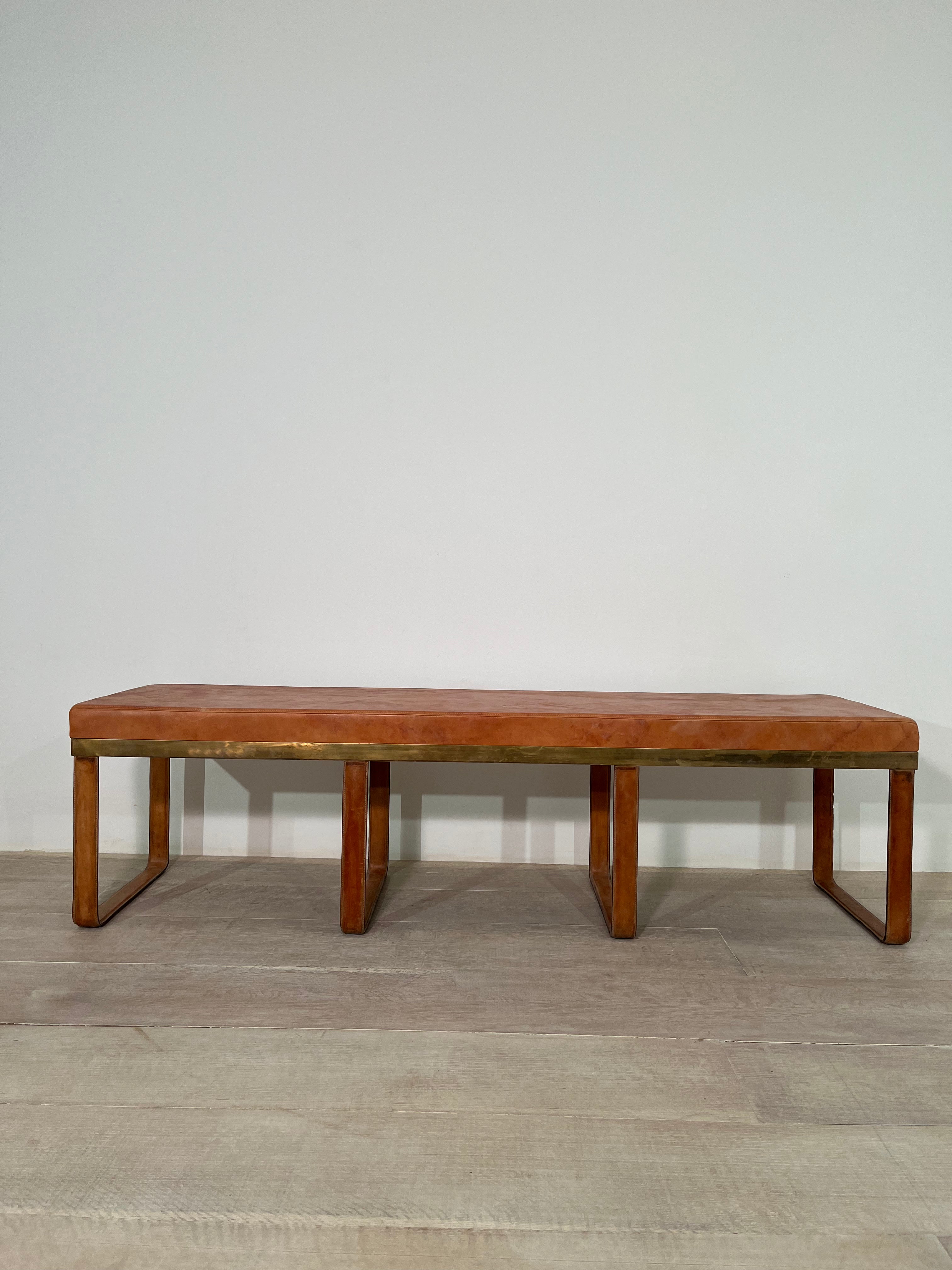 Limited Edition Stitched Saddle Leather Bench