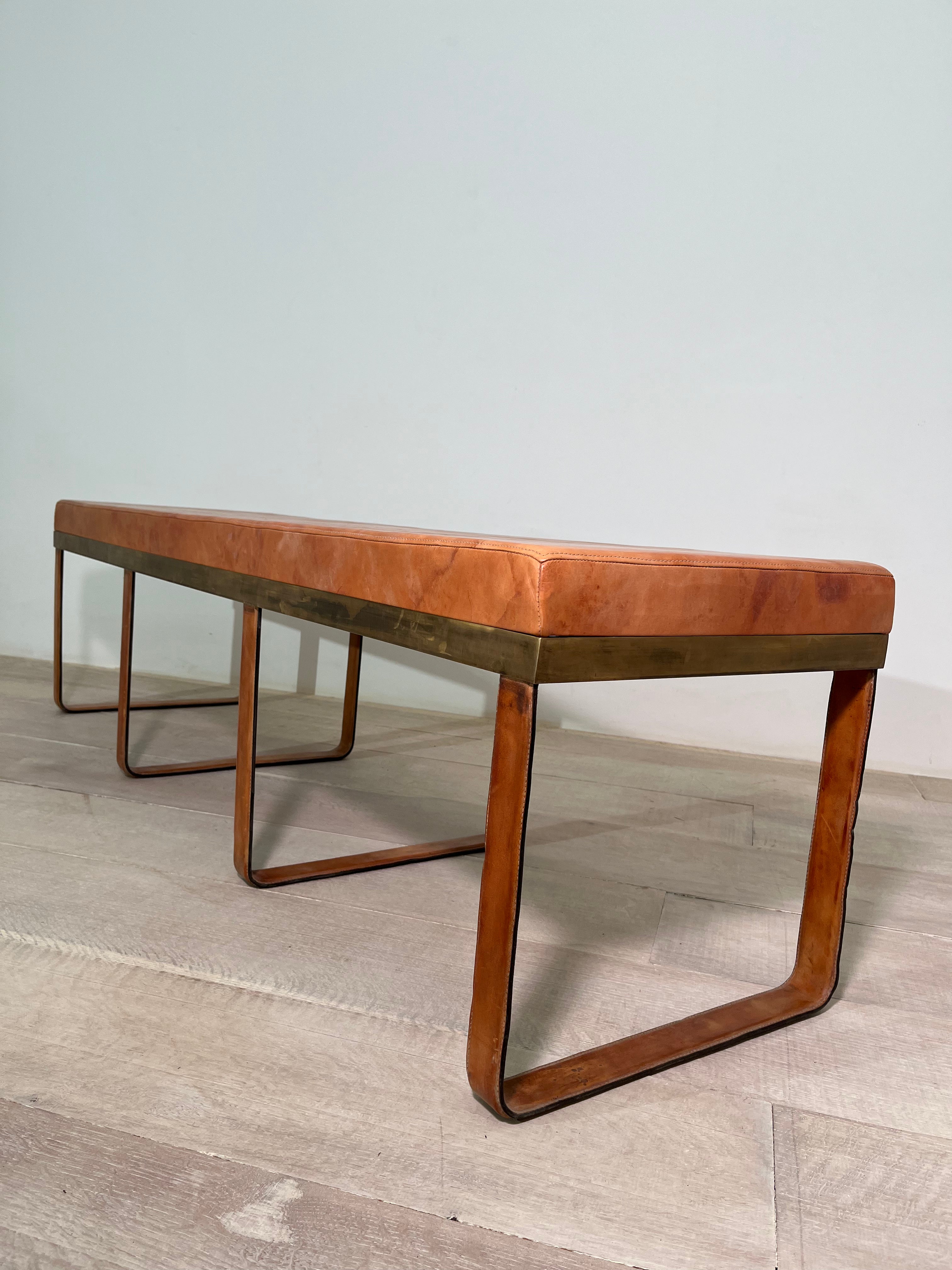 Limited Edition Stitched Saddle Leather Bench