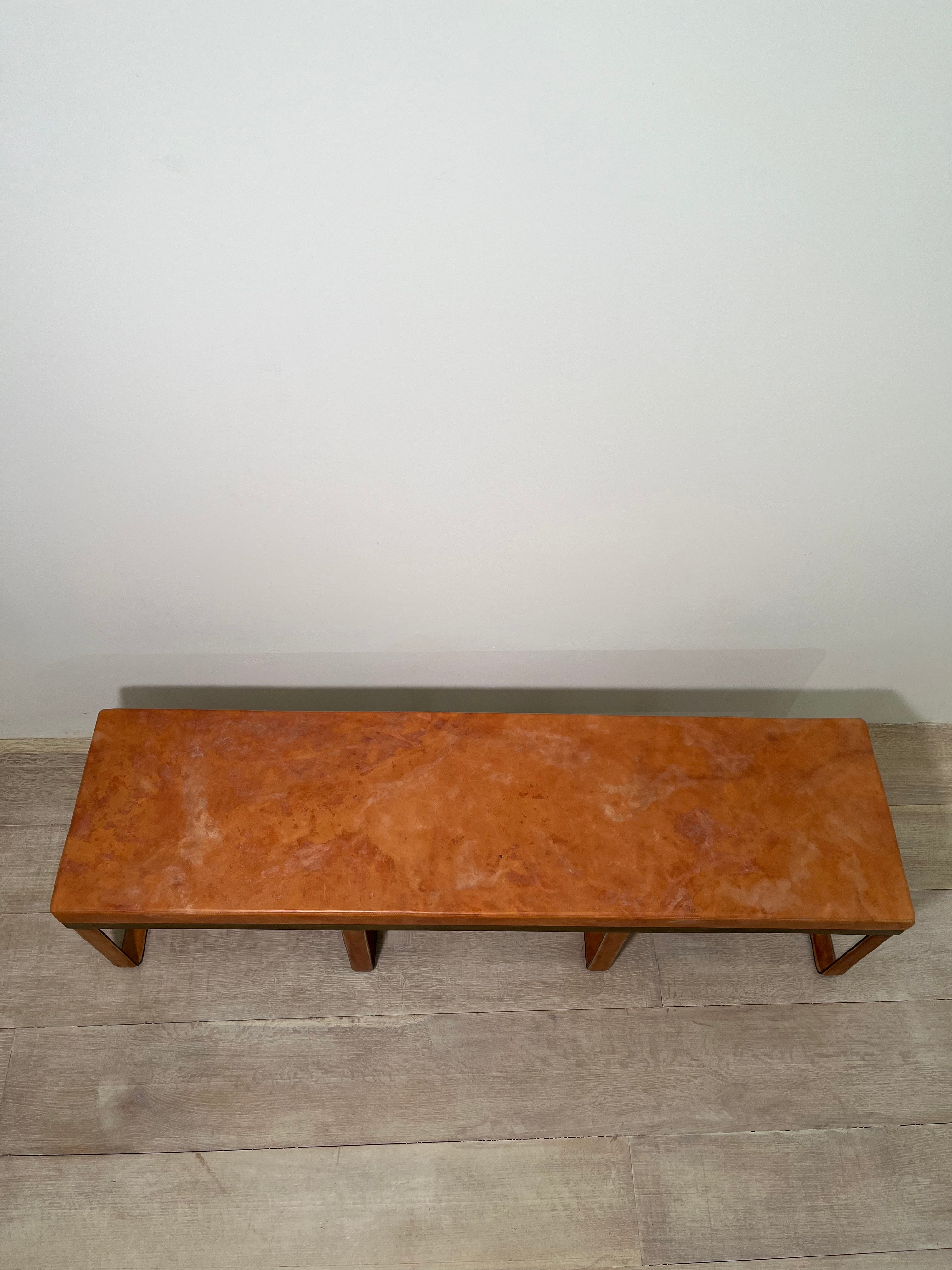 Limited Edition Stitched Saddle Leather Bench