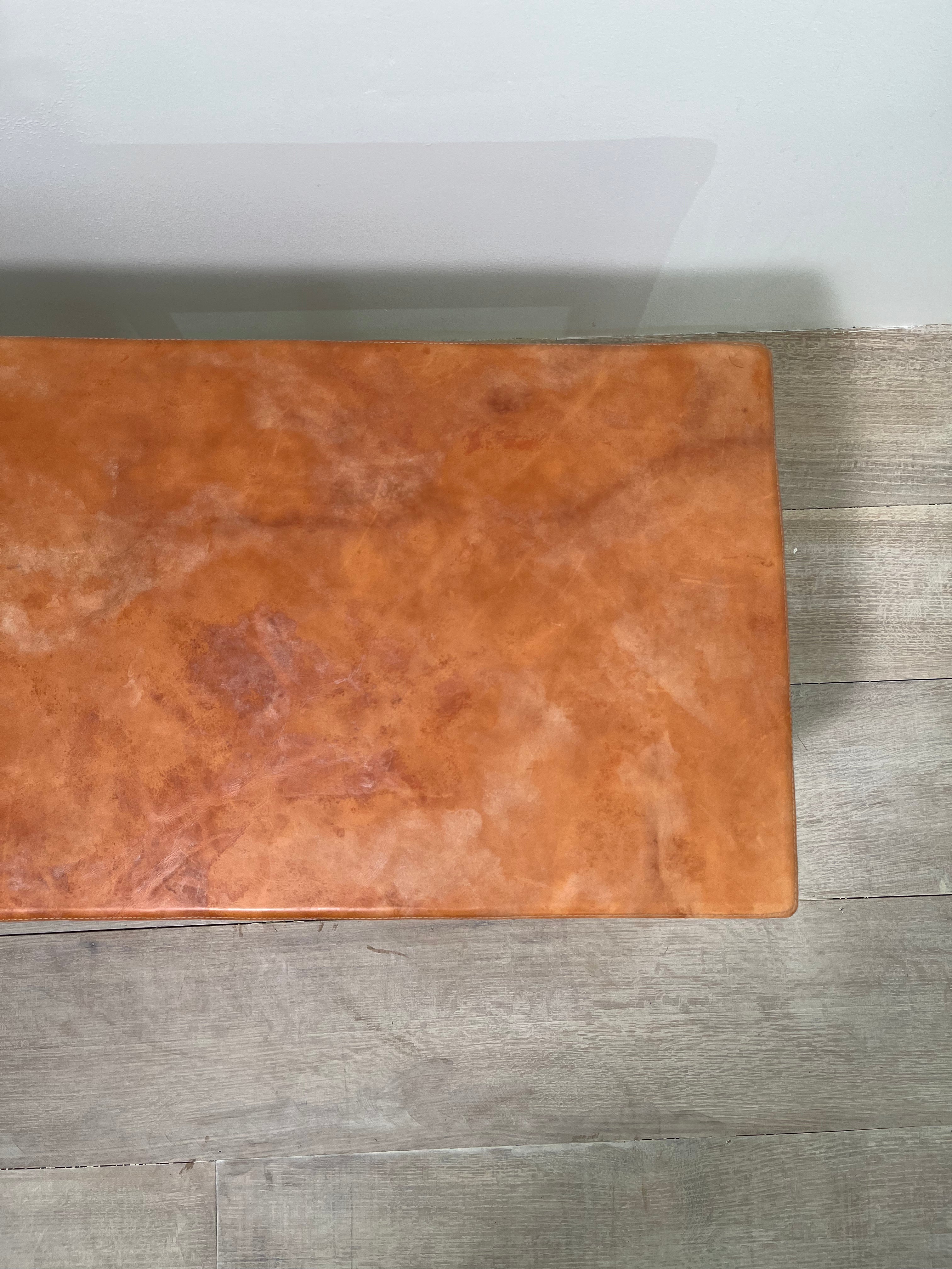 Limited Edition Stitched Saddle Leather Bench