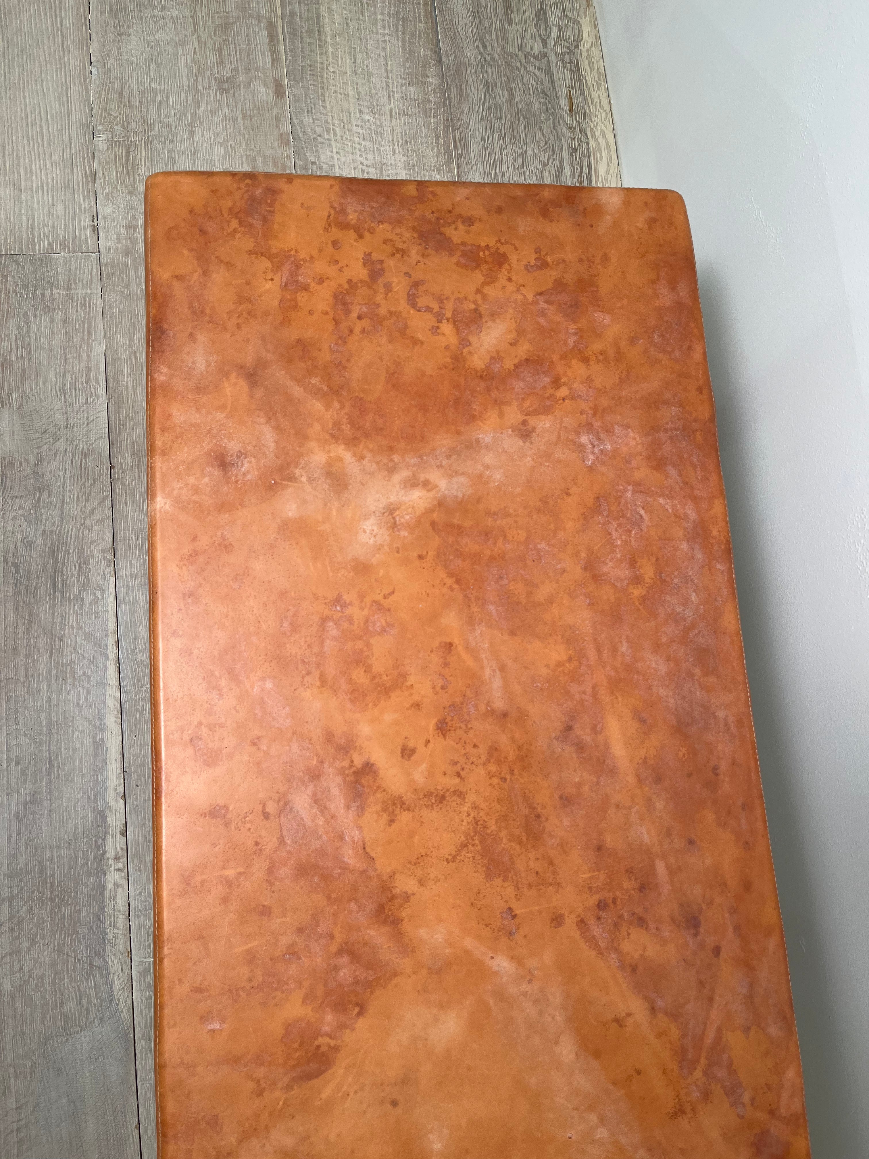 Limited Edition Stitched Saddle Leather Bench