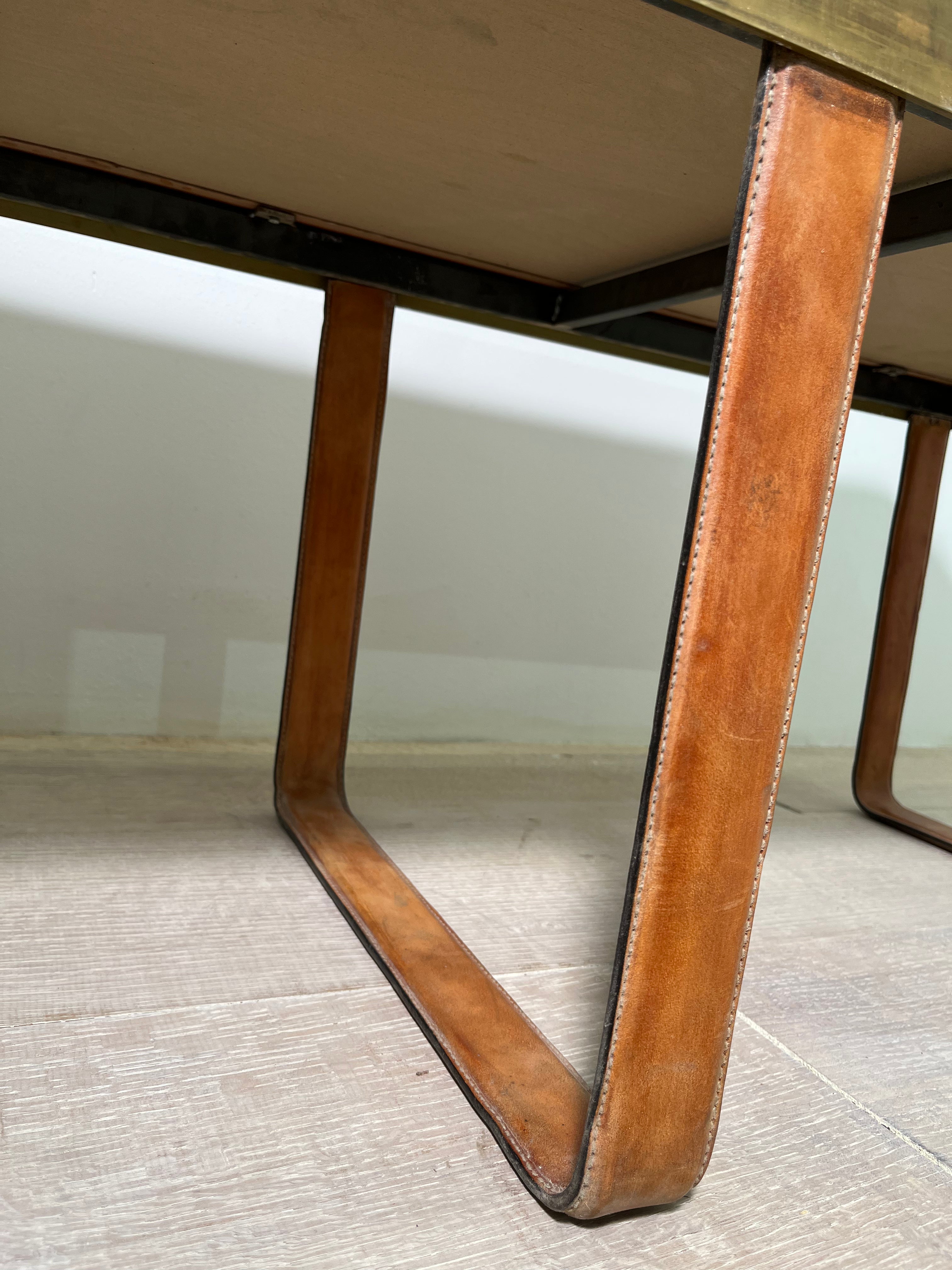 Limited Edition Stitched Saddle Leather Bench