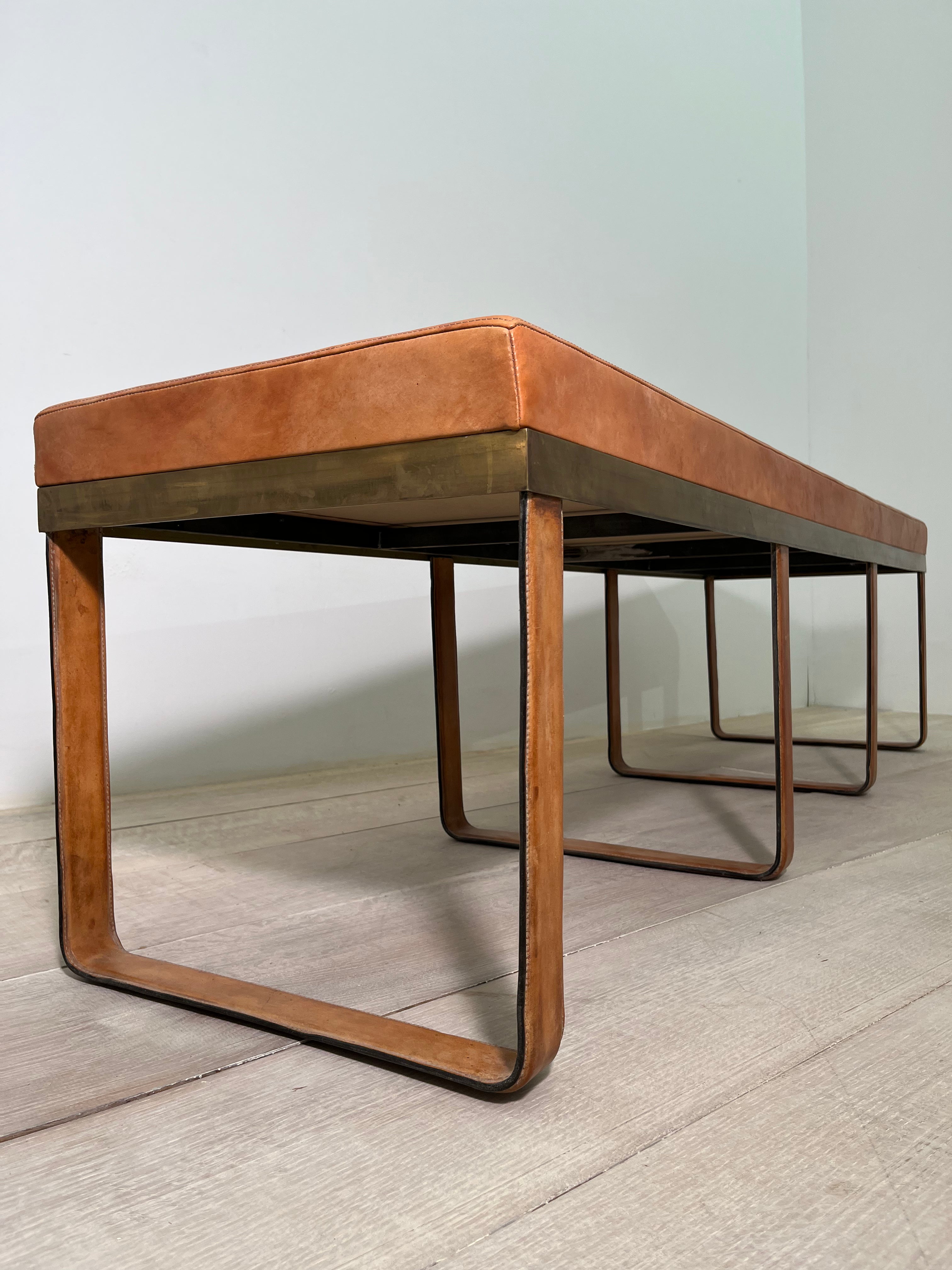 Limited Edition Stitched Saddle Leather Bench