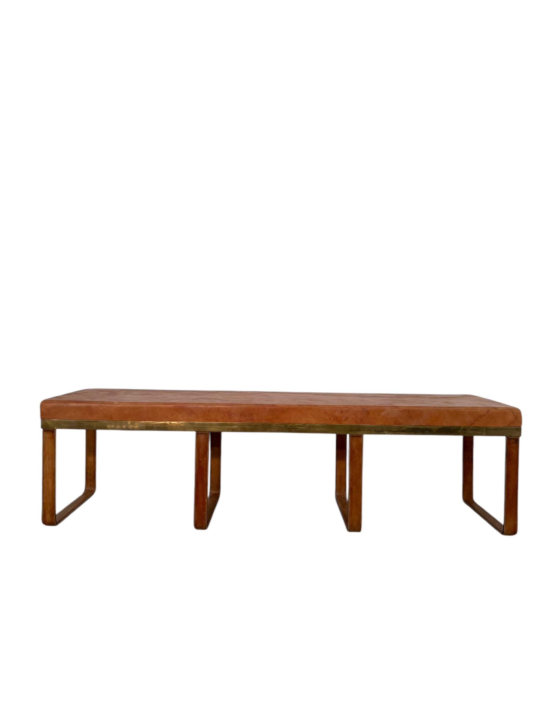 Limited Edition Stitched Saddle Leather Bench