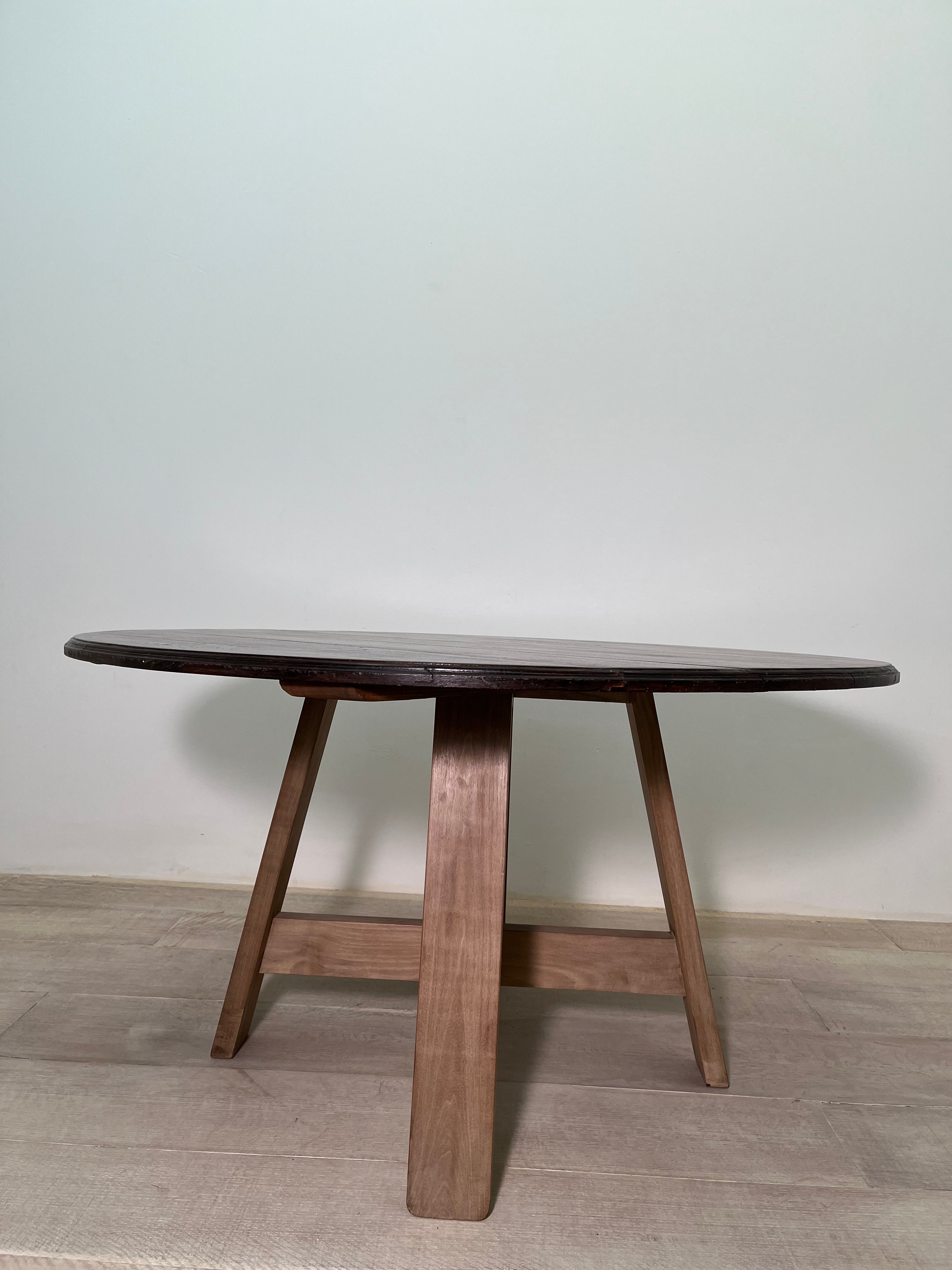 Belgian 18th Century Walnut Top Dining Table