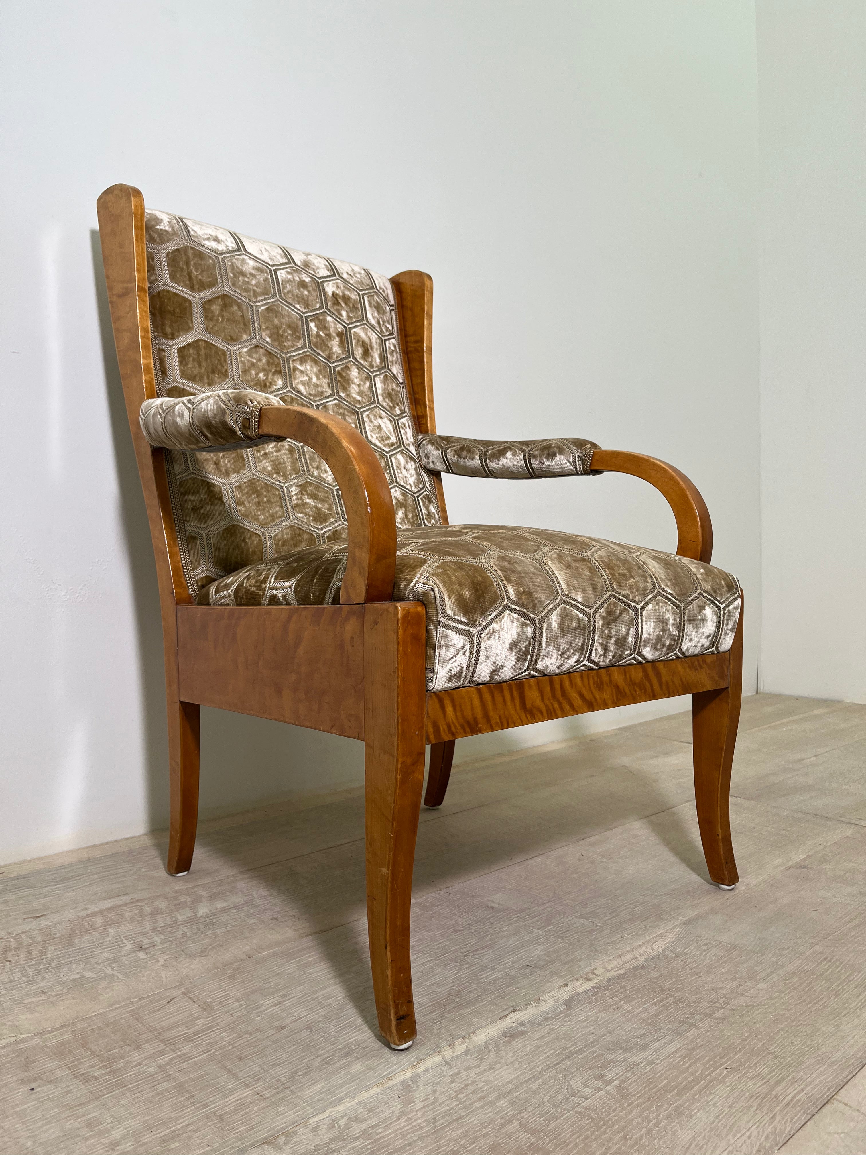 Pair 1930 Swedish Birch Arm Chair
