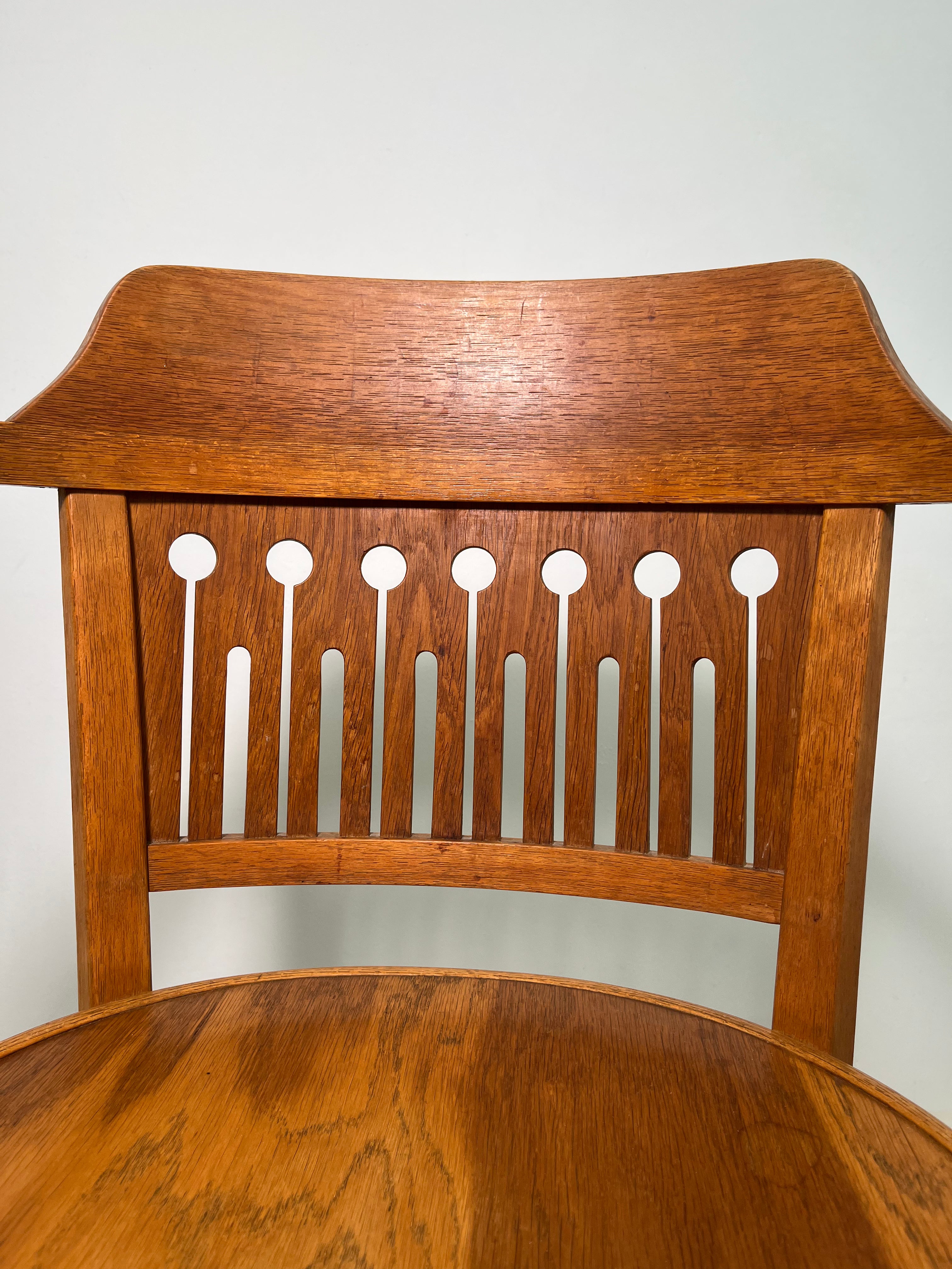 Single OTTO WAGNER Art Nouveau Oak Armchair