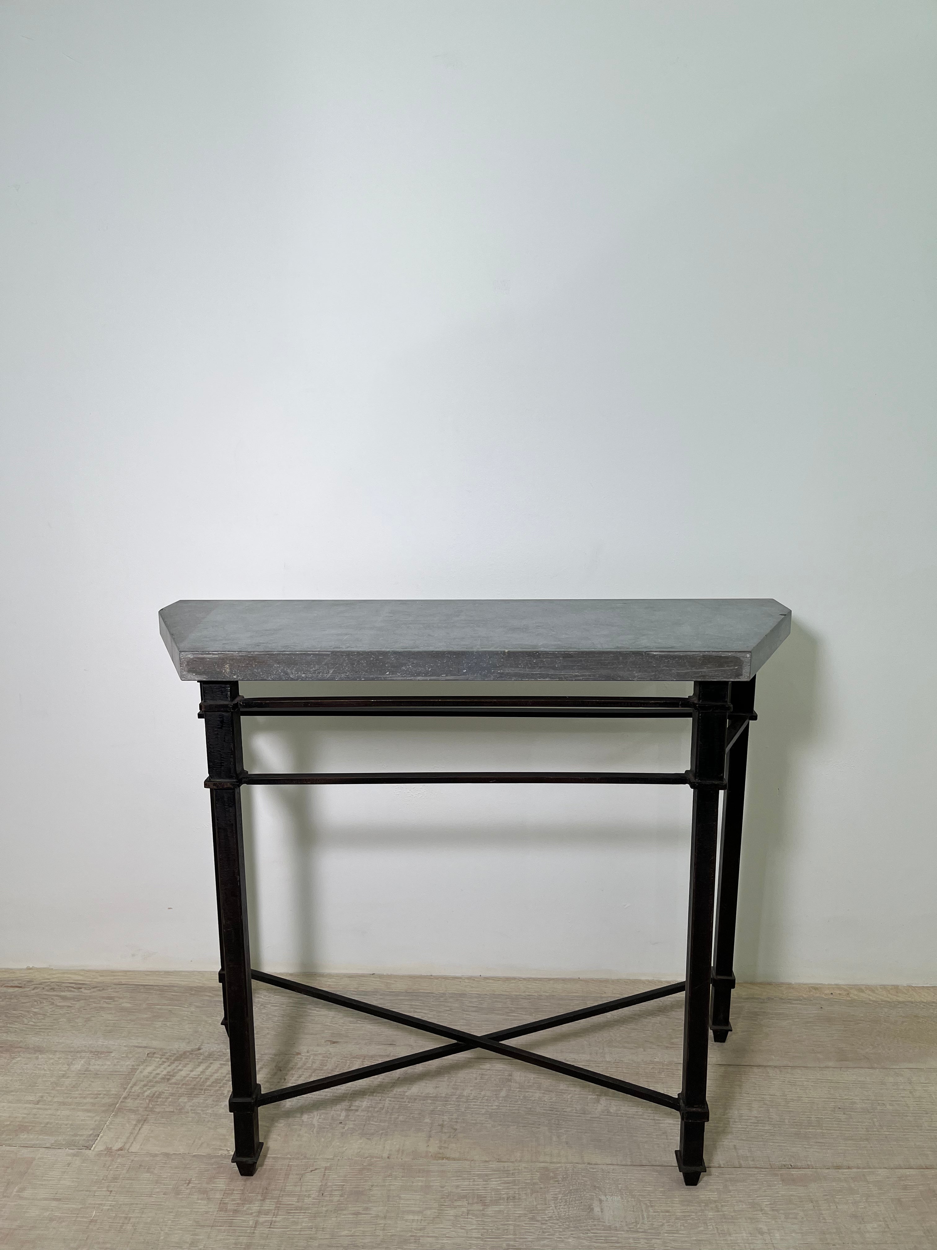 Limited Edition Patinated Iron and Bluestone Console