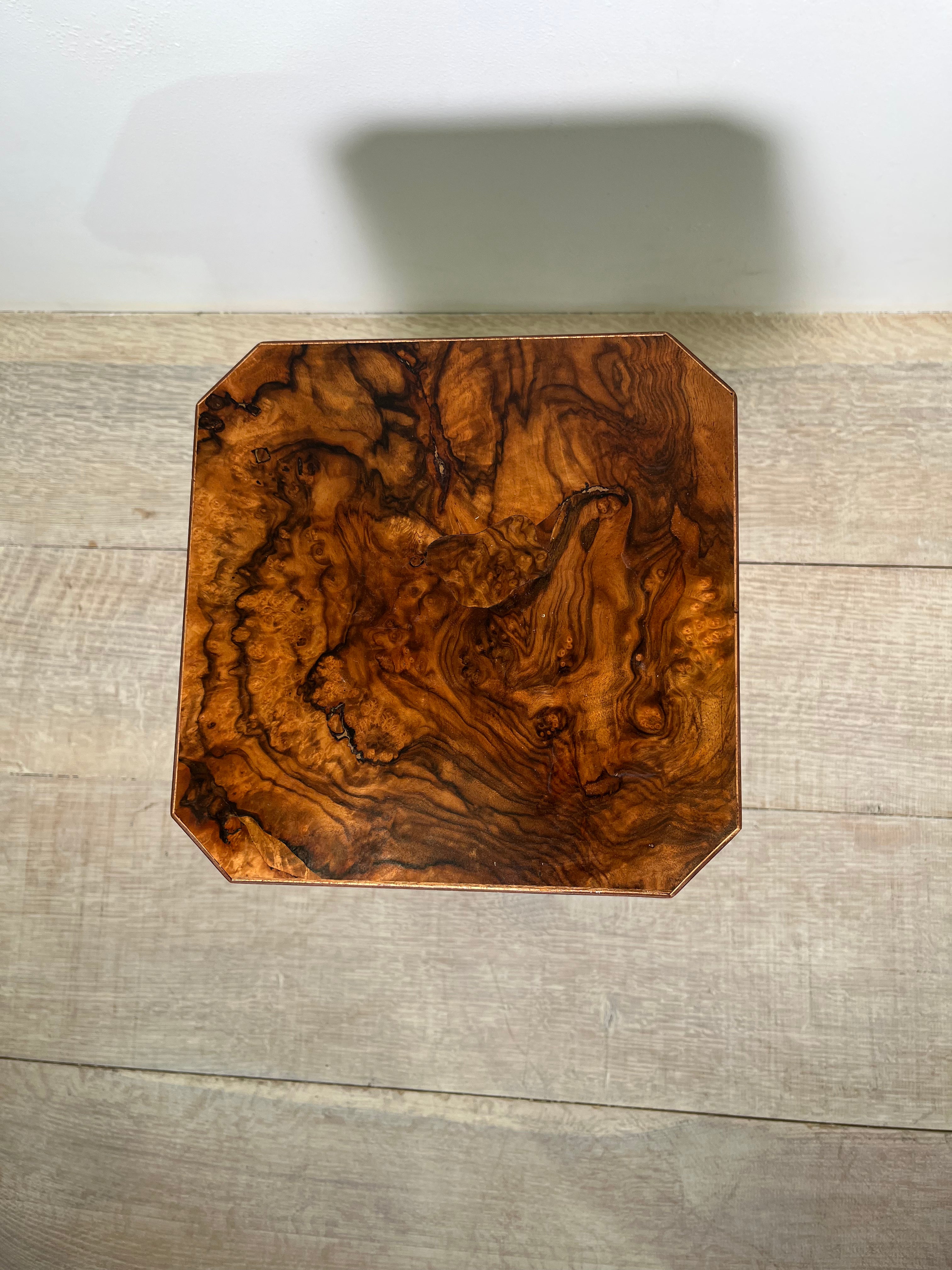 Limited Edition Antique Burl Walnut & Ebonized Side Table