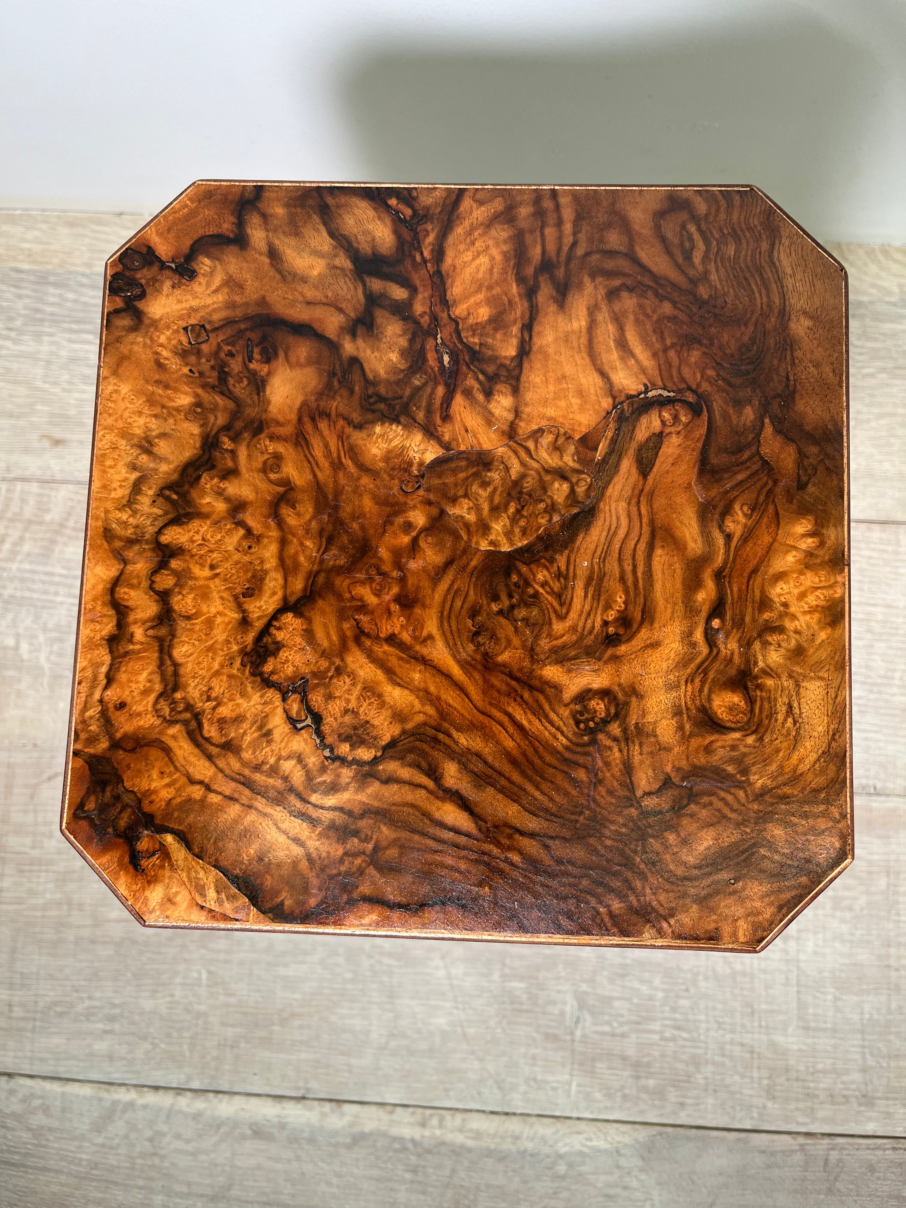 Limited Edition Antique Burl Walnut & Ebonized Side Table