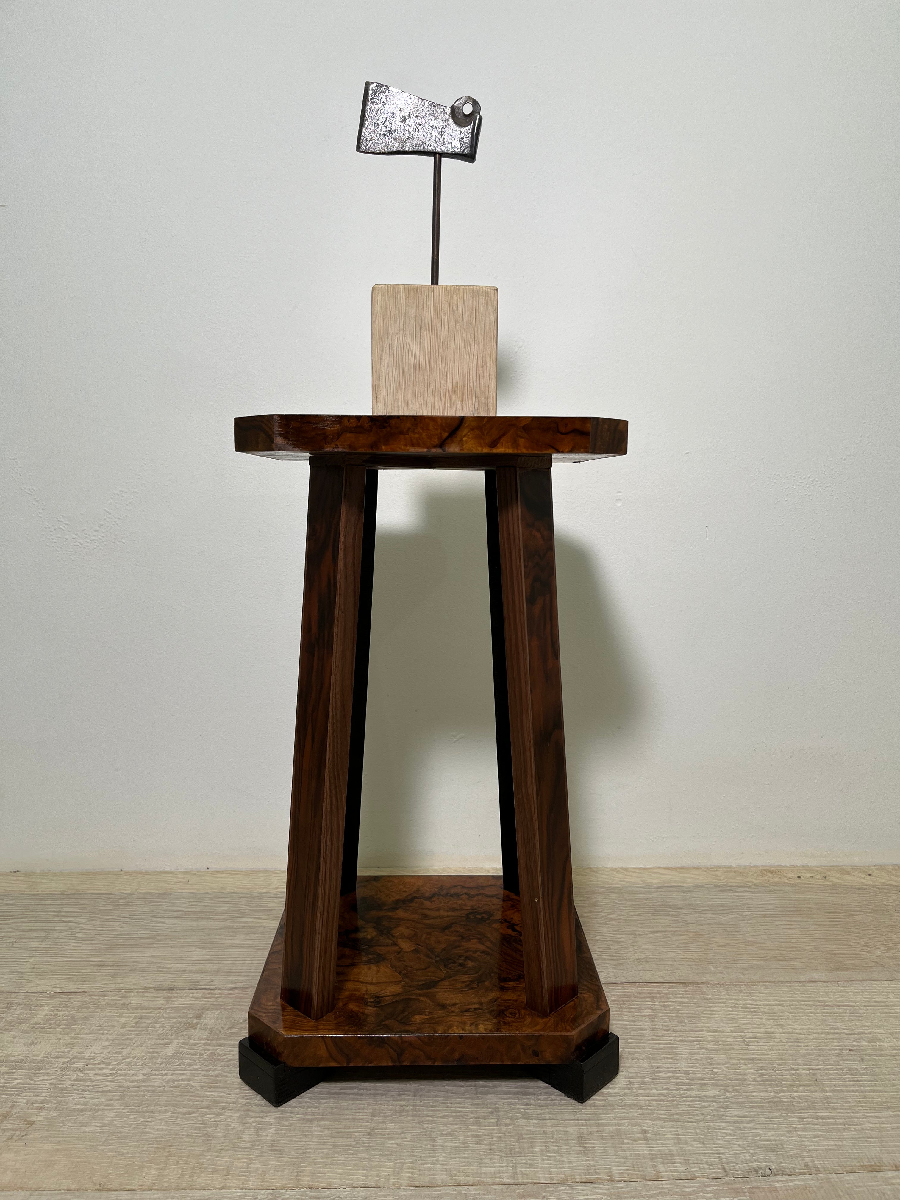 Limited Edition Antique Burl Walnut & Ebonized Side Table