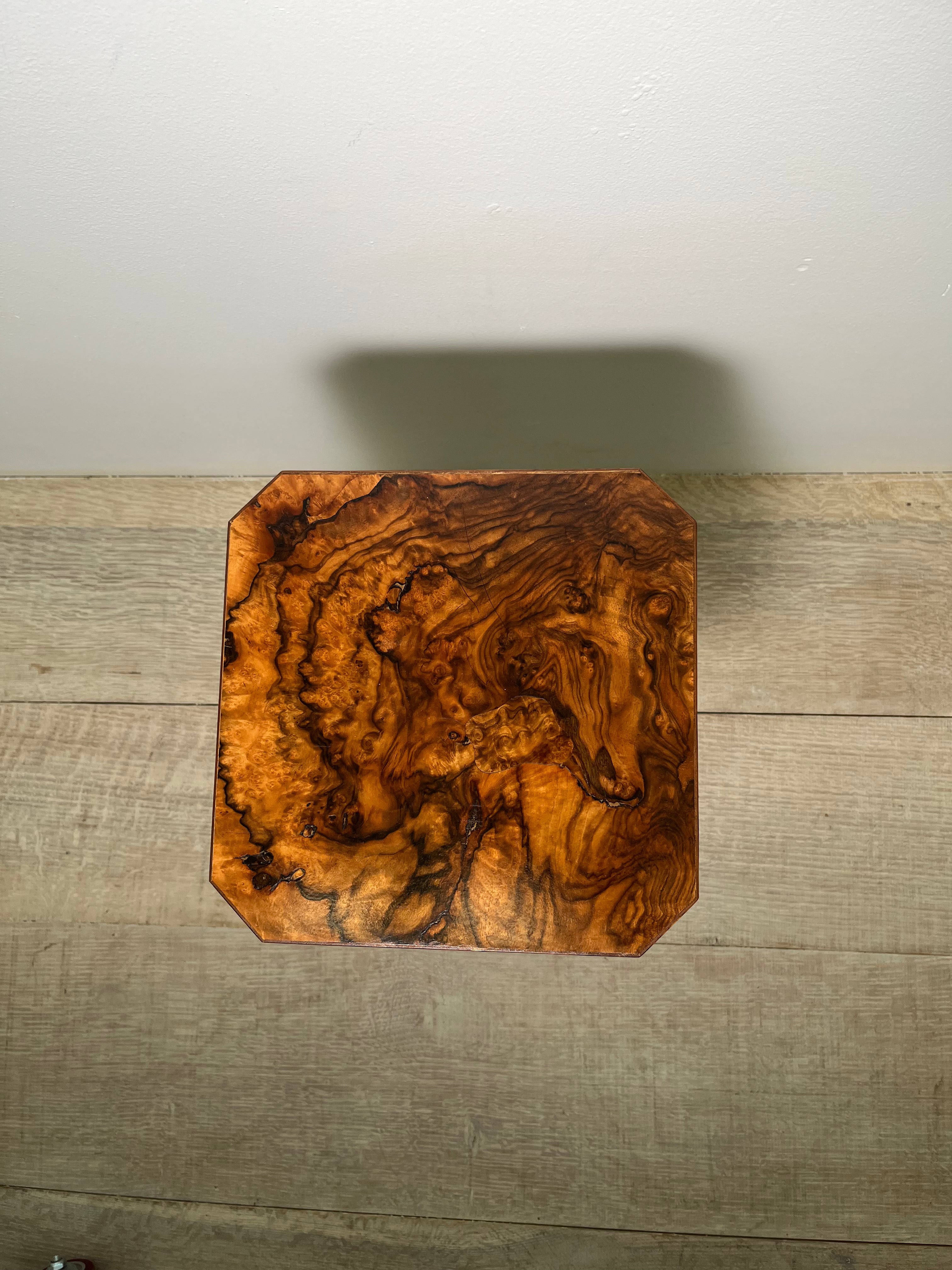 Limited Edition Antique Burl Walnut & Ebonized Side Table