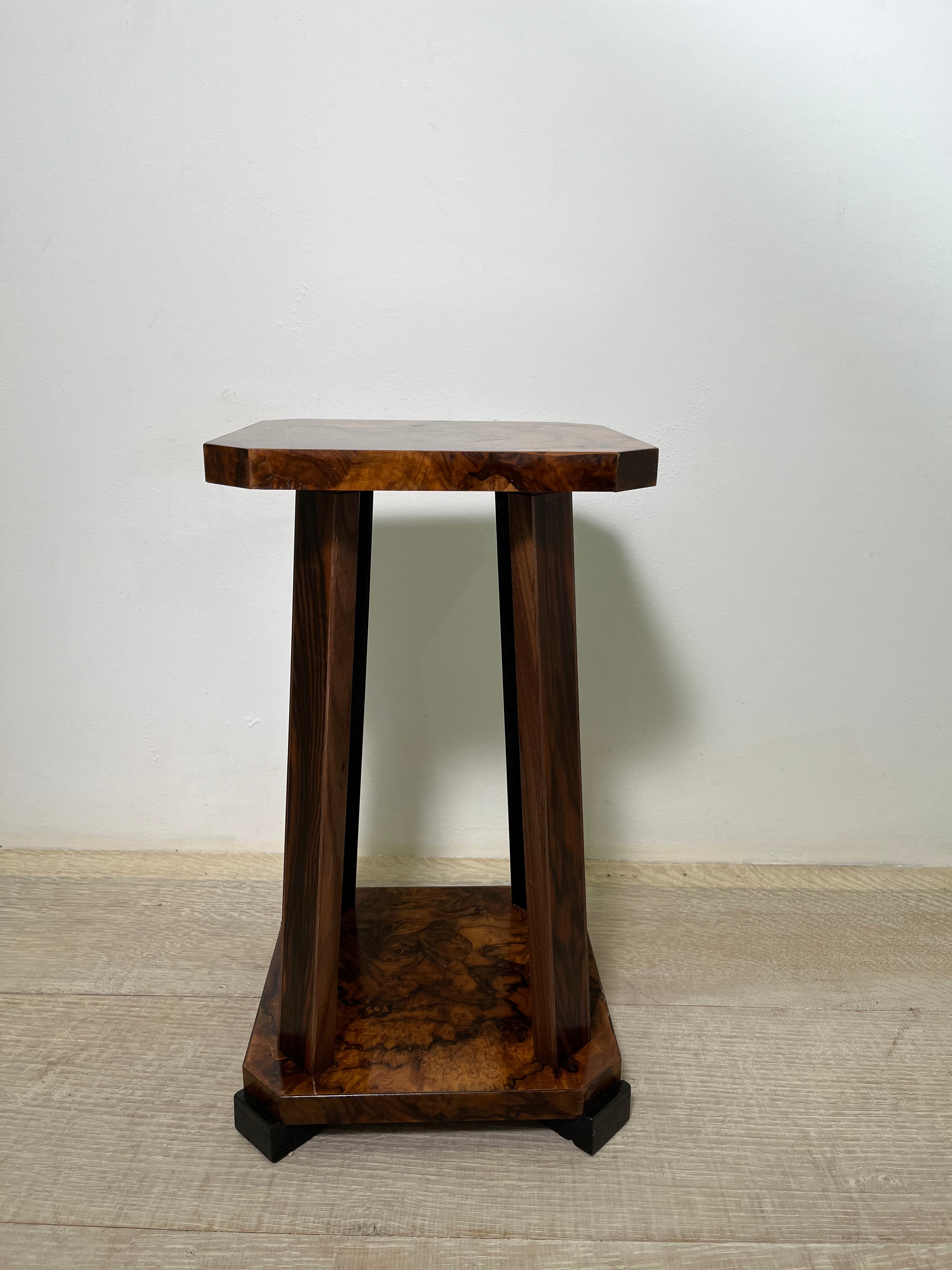 Limited Edition Antique Burl Walnut & Ebonized Side Table
