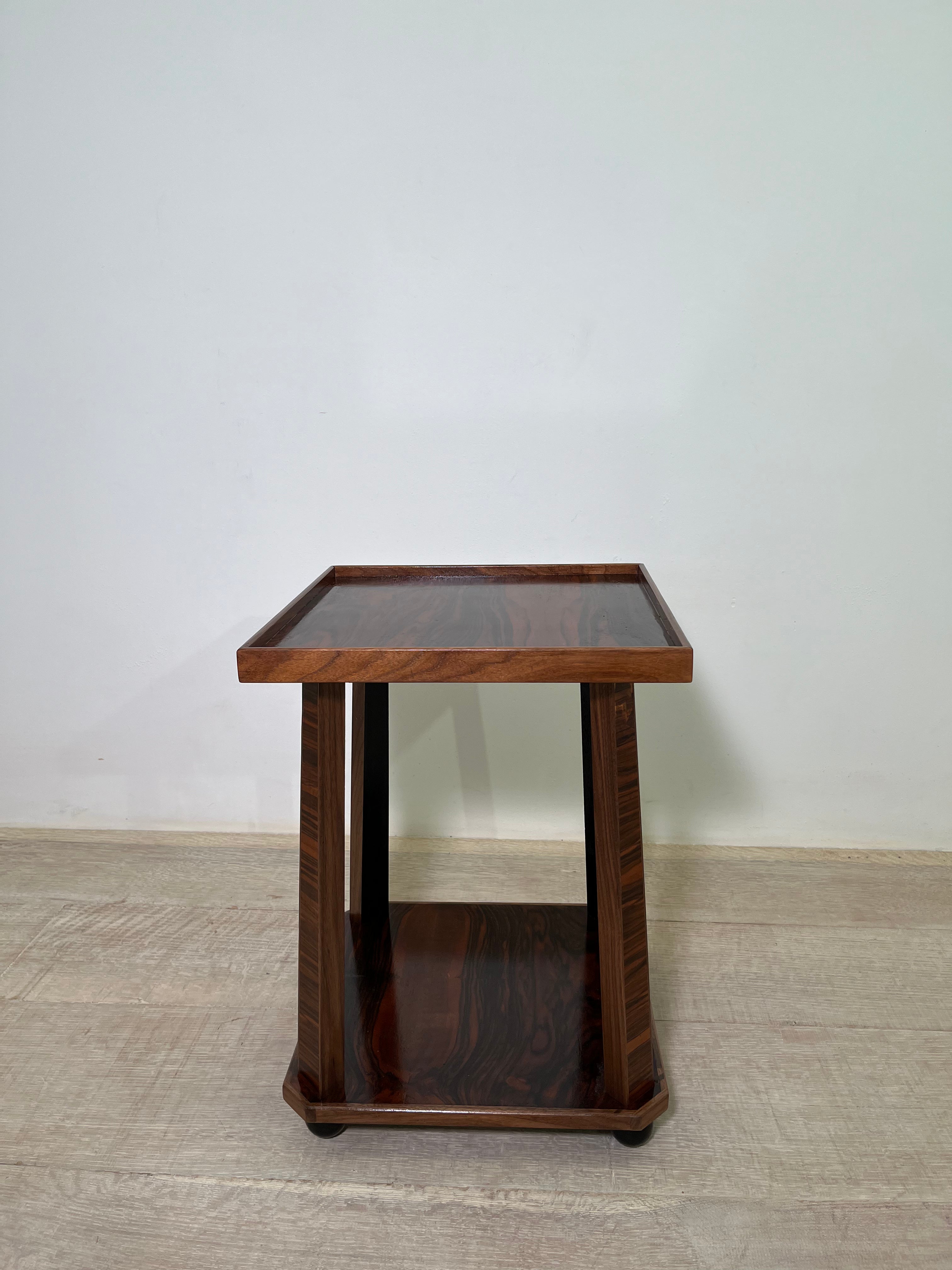 Limited Edition Antique Burlwood and Ebonized Walnut Side Table