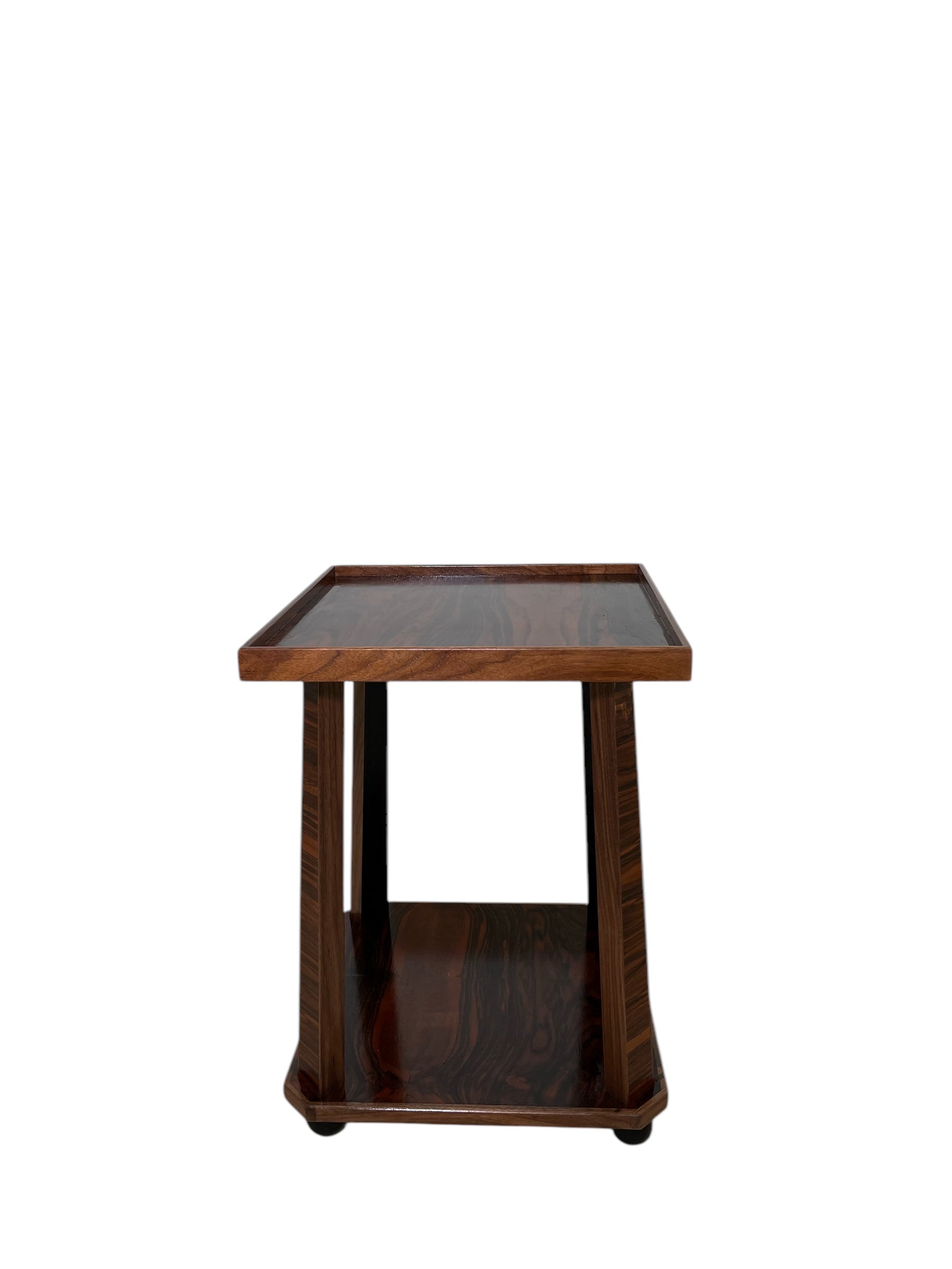 Limited Edition Antique Burlwood and Ebonized Walnut Side Table