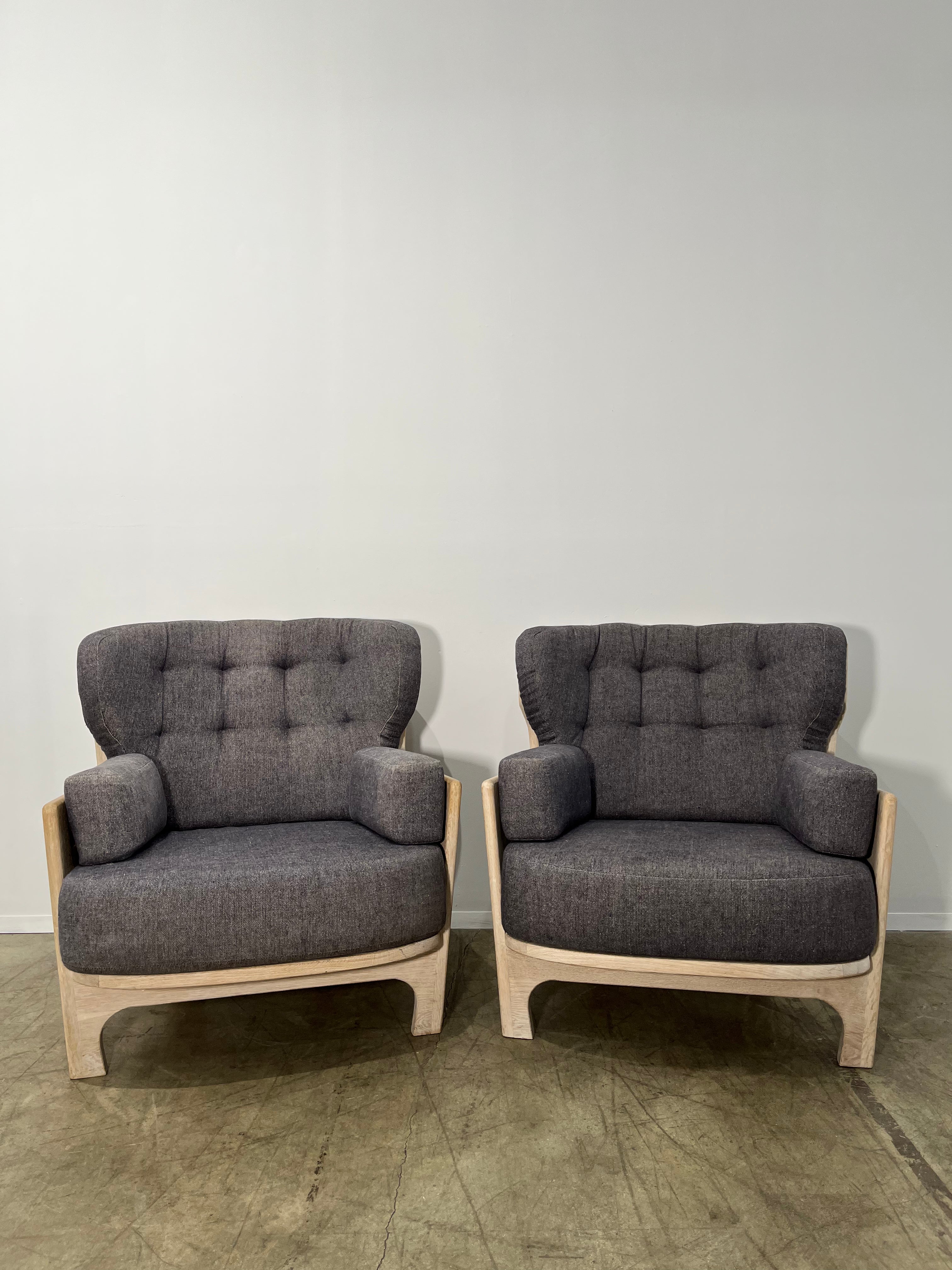 Pair of Guillerme & Chambrone " Denis " Arm Chairs