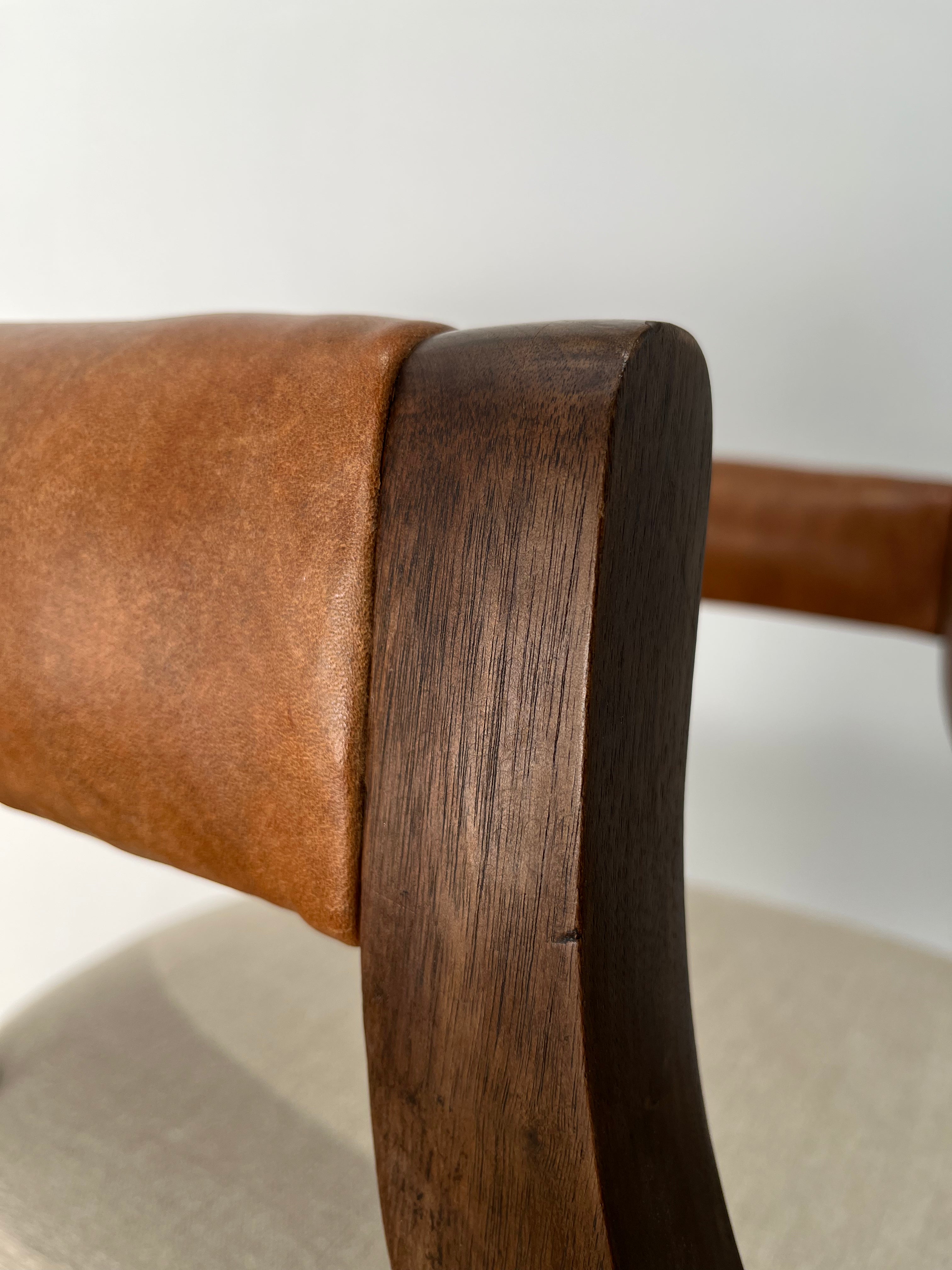 Set of (4) Lucca Studio Bennett Arm Chairs with Vintage Leather