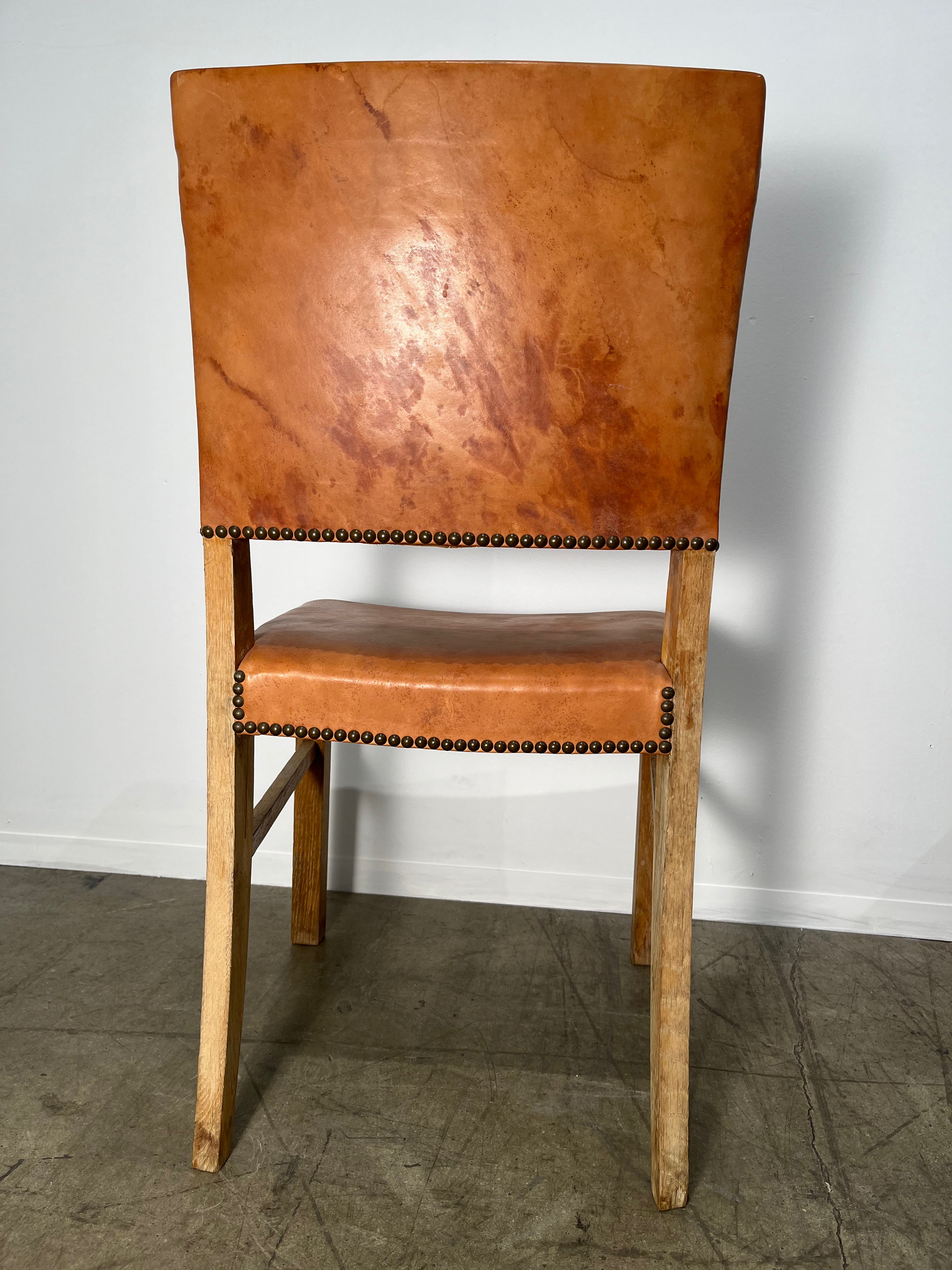 Set of (6) Vintage Danish Leather Dining Chairs