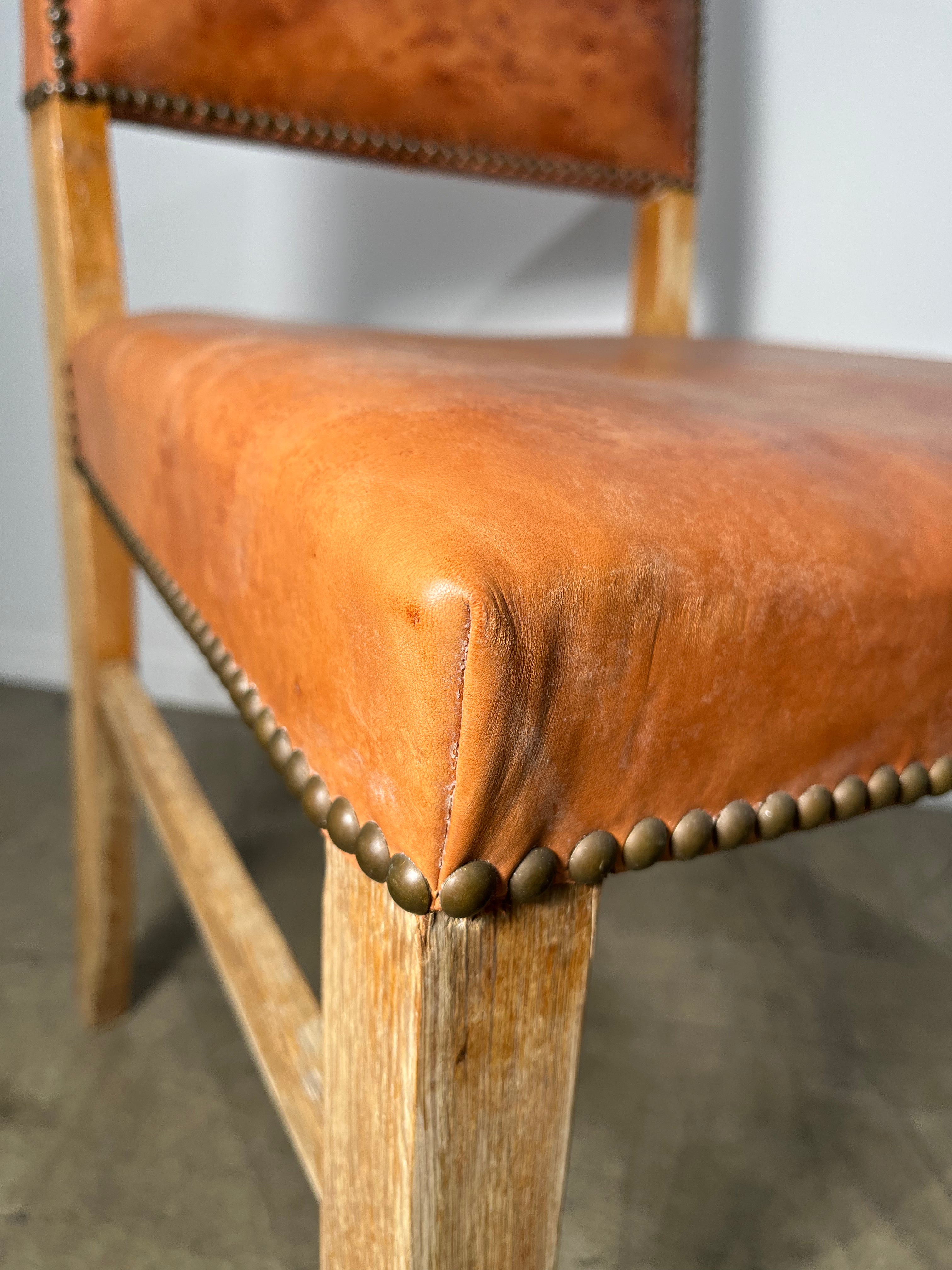 Set of (6) Vintage Danish Leather Dining Chairs
