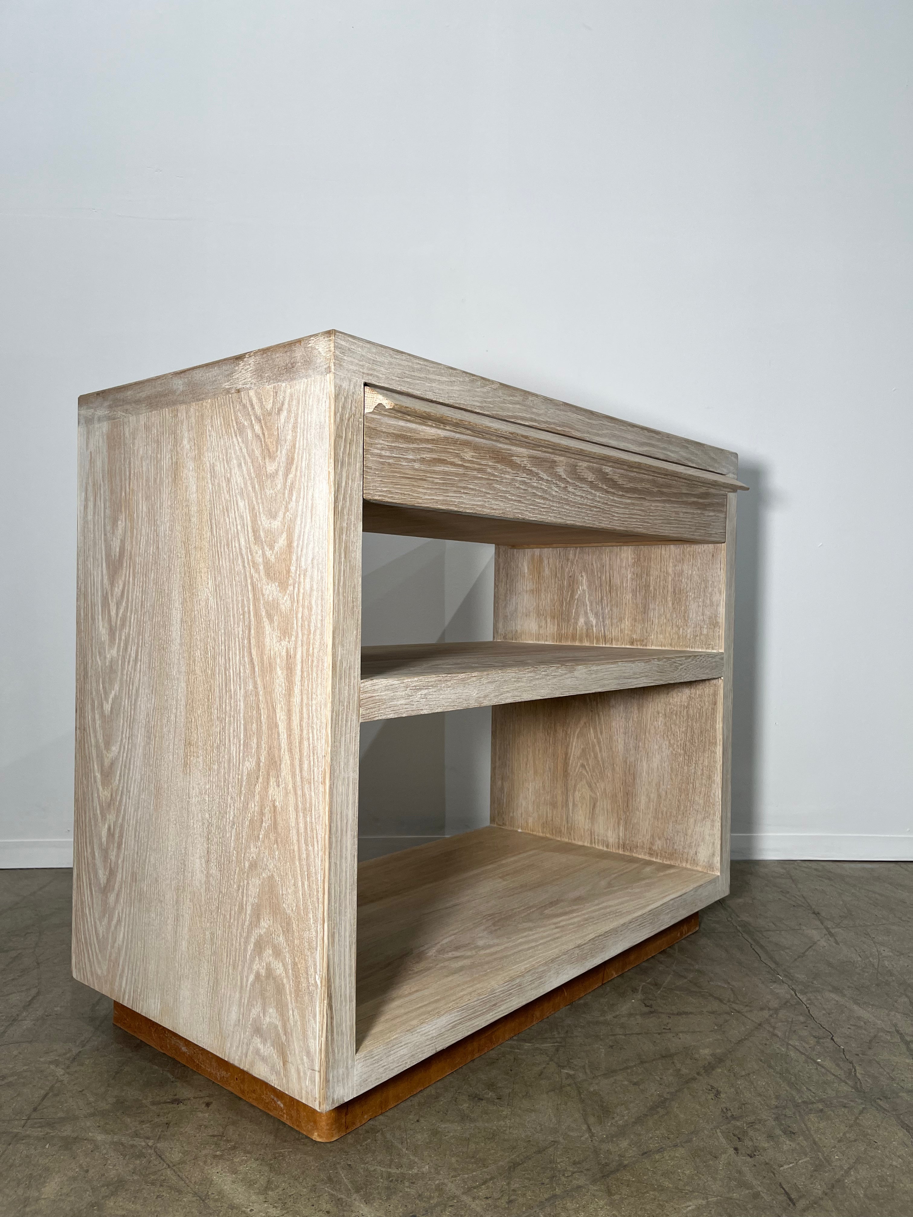 Lucca Studio Paola Night Stand of Oak with Vintage Leather Top