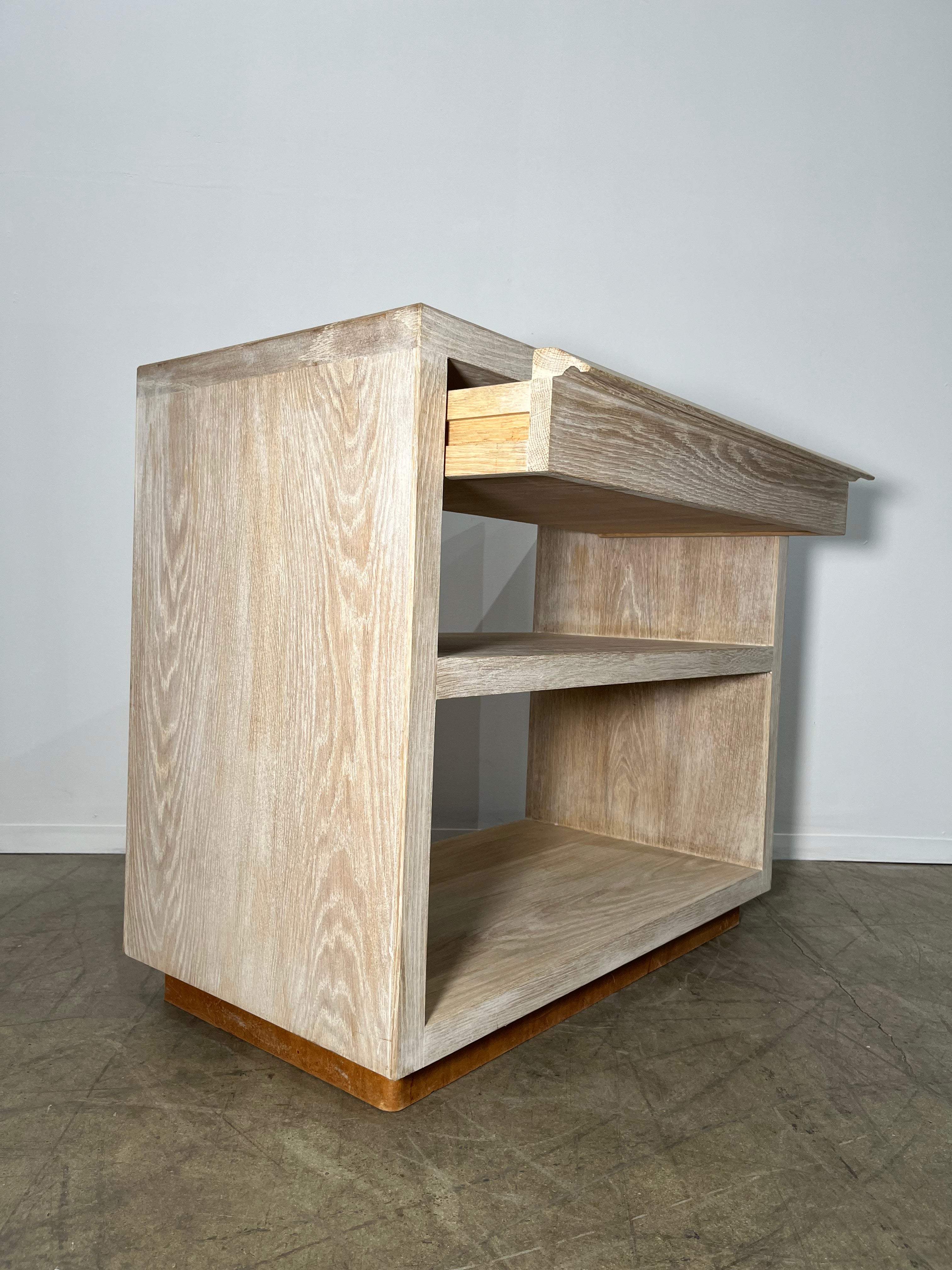Lucca Studio Paola Night Stand of Oak with Vintage Leather Top