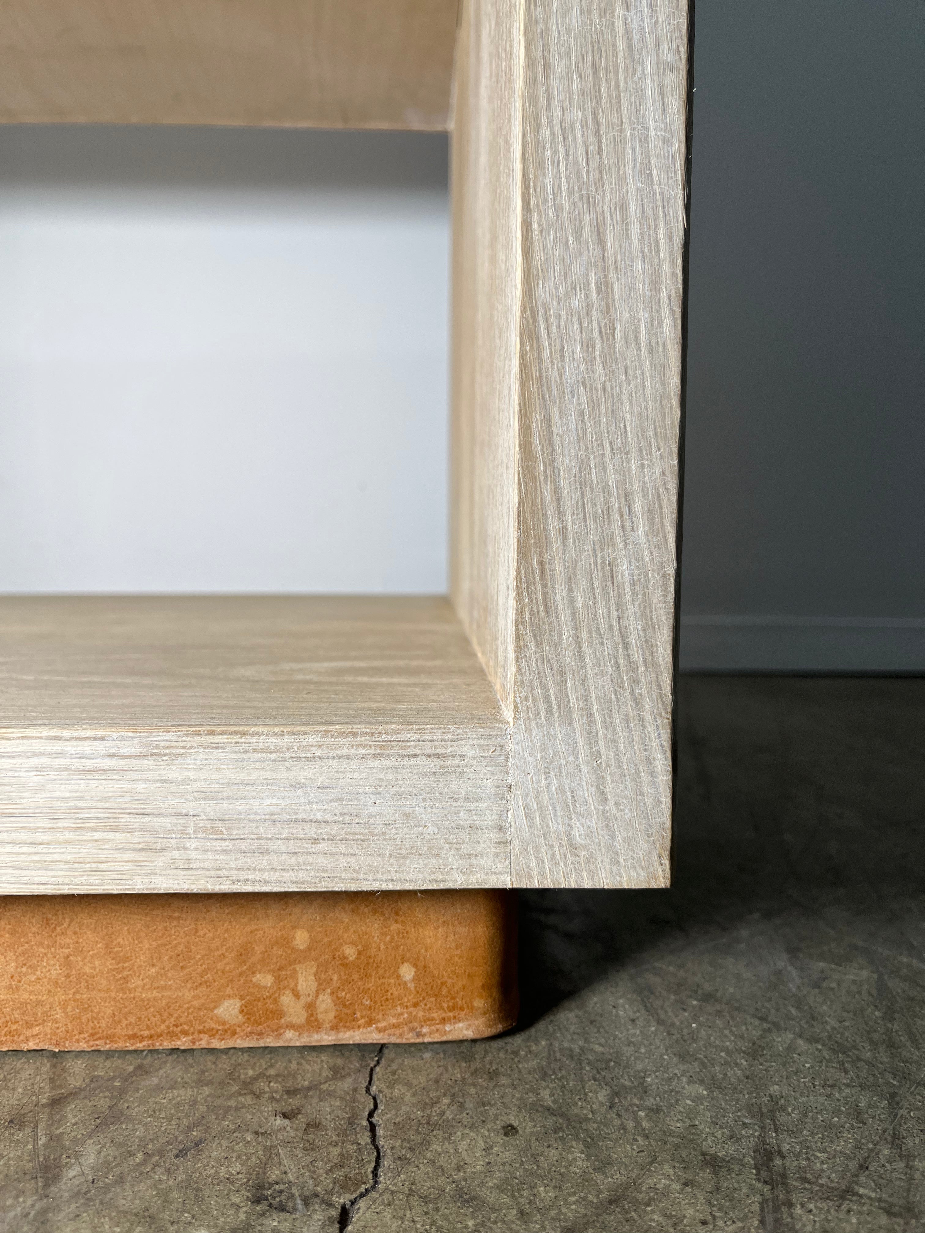 Lucca Studio Paola Night Stand of Oak with Vintage Leather Top