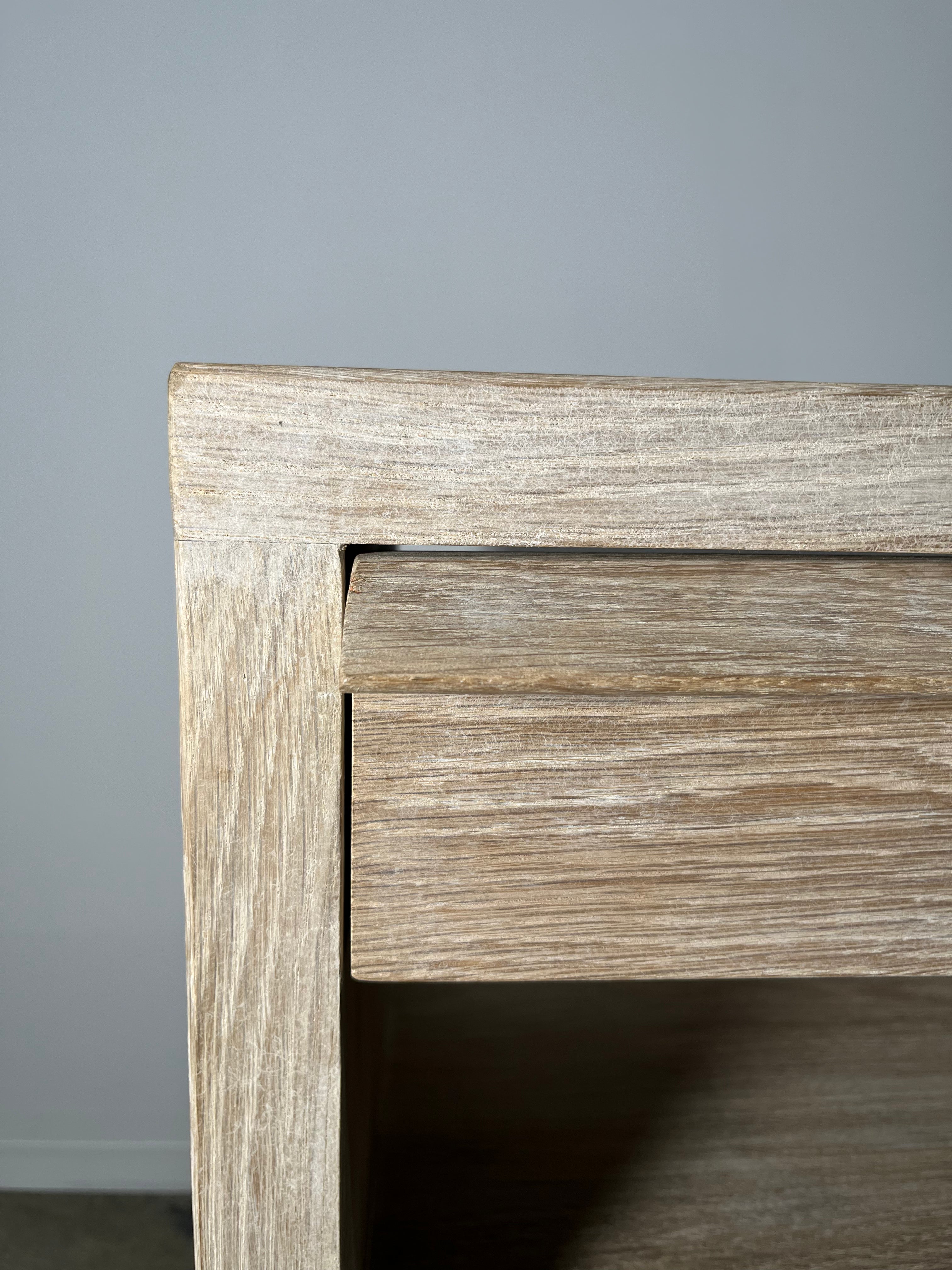 Lucca Studio Paola Night Stand of Oak with Vintage Leather Top