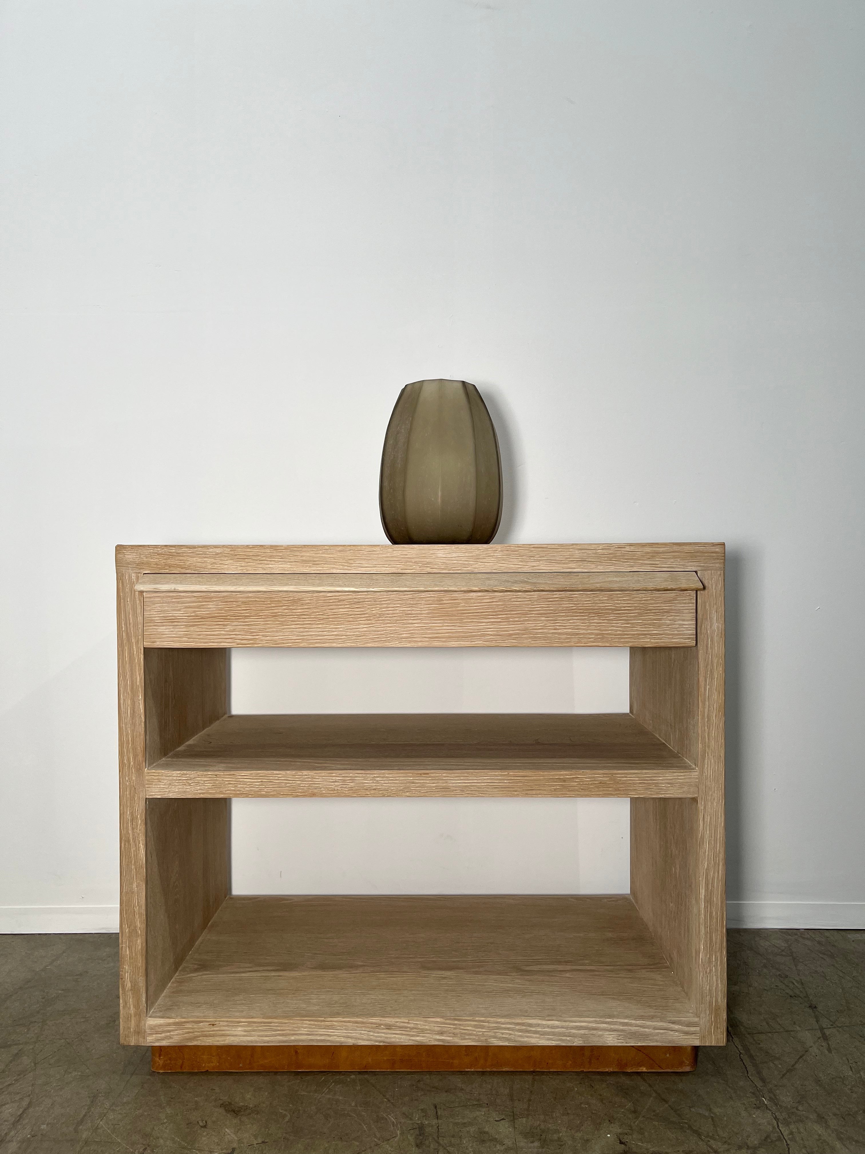 Lucca Studio Paola Night Stand of Oak with Vintage Leather Top