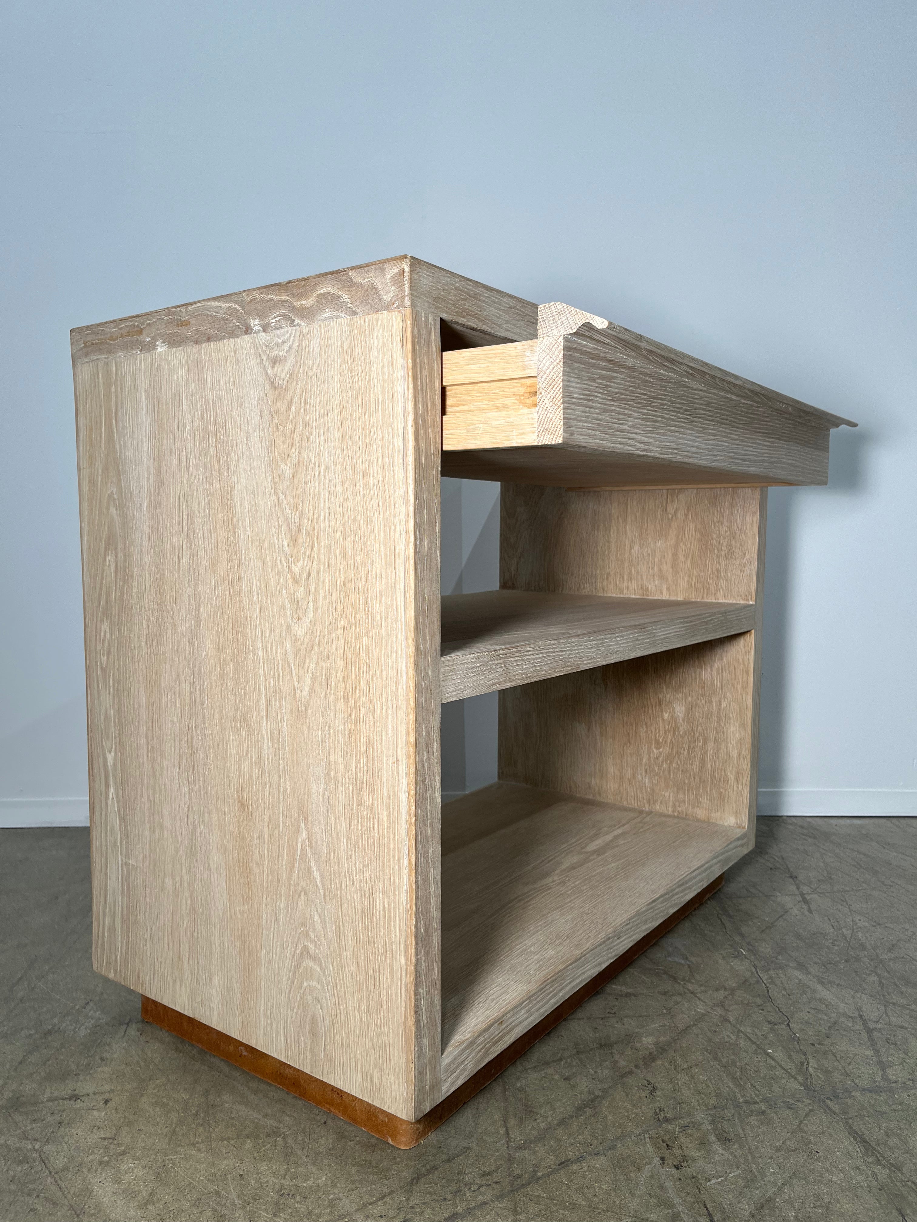 Lucca Studio Paola Night Stand of Oak with Vintage Leather Top