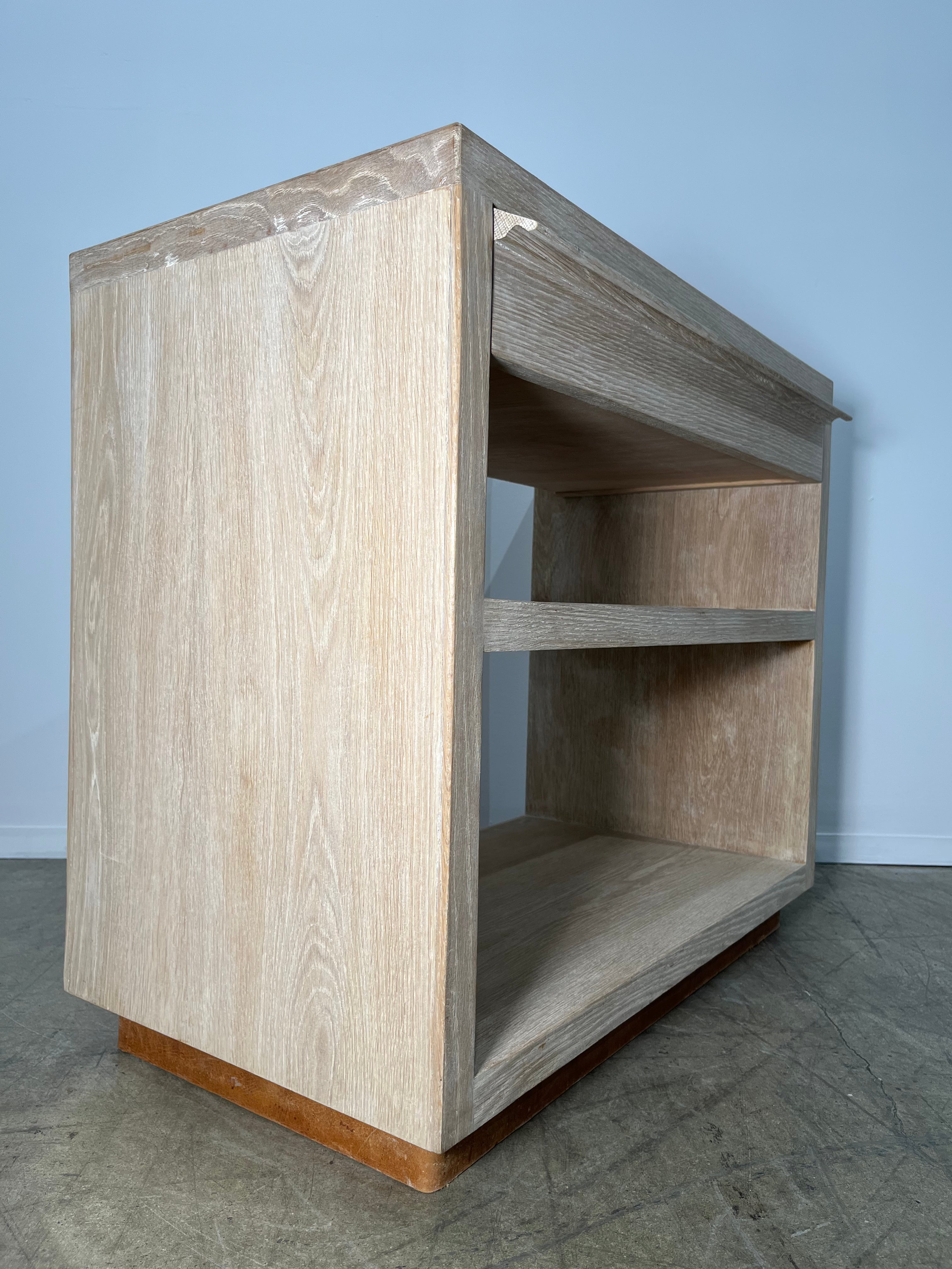 Lucca Studio Paola Night Stand of Oak with Vintage Leather Top