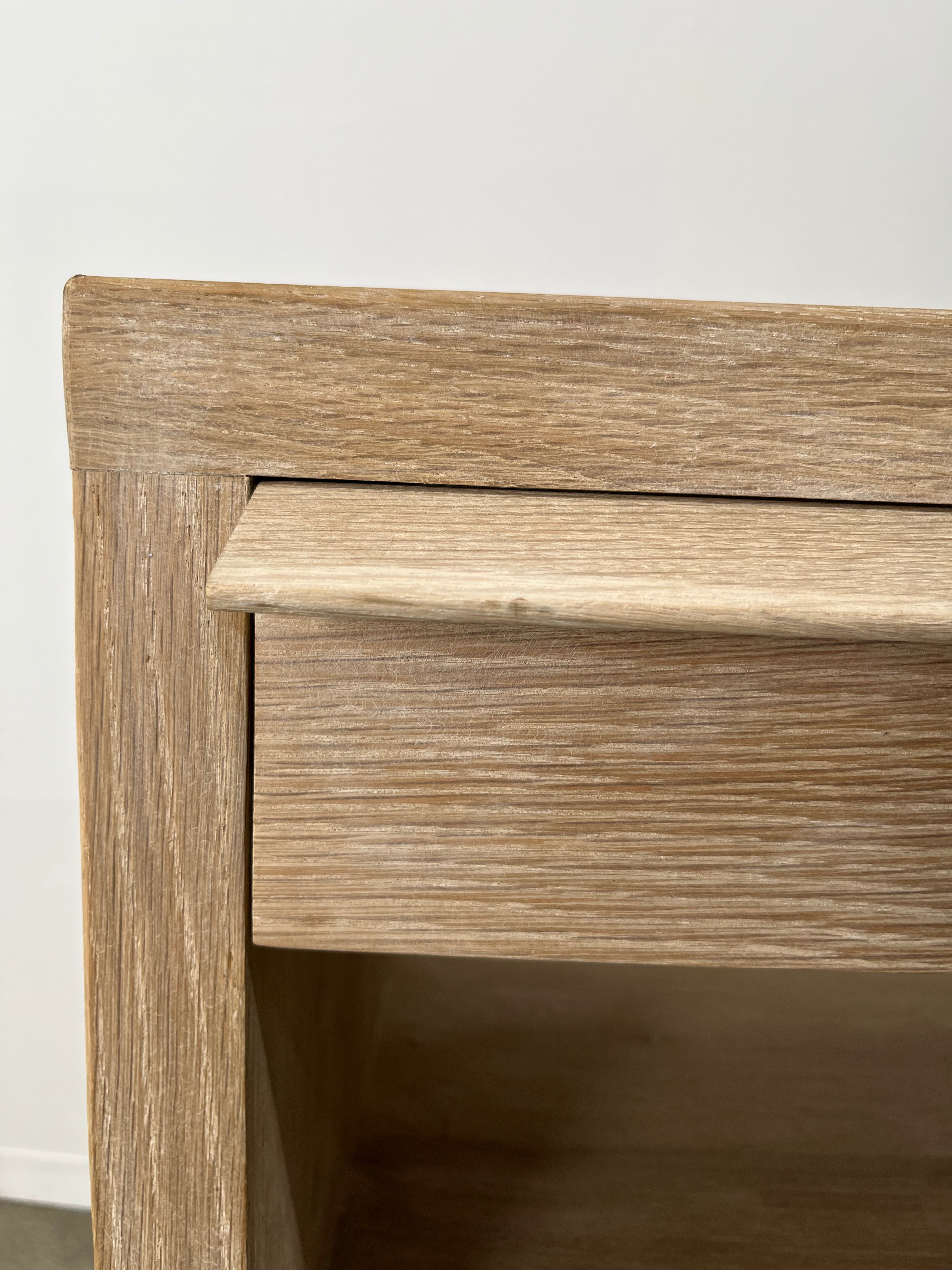 Lucca Studio Paola Night Stand of Oak with Vintage Leather Top