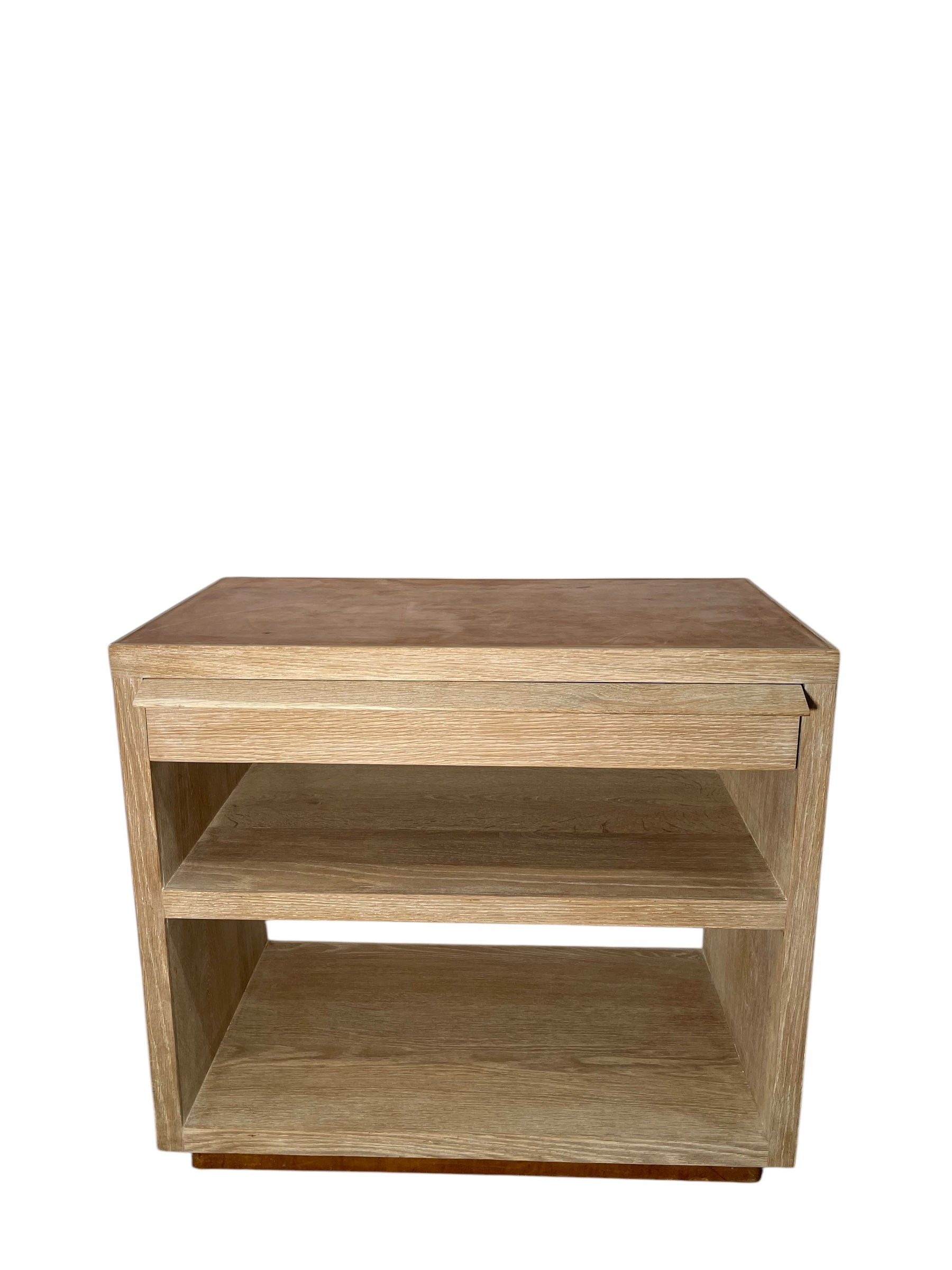 Lucca Studio Paola Night Stand of Oak with Vintage Leather Top