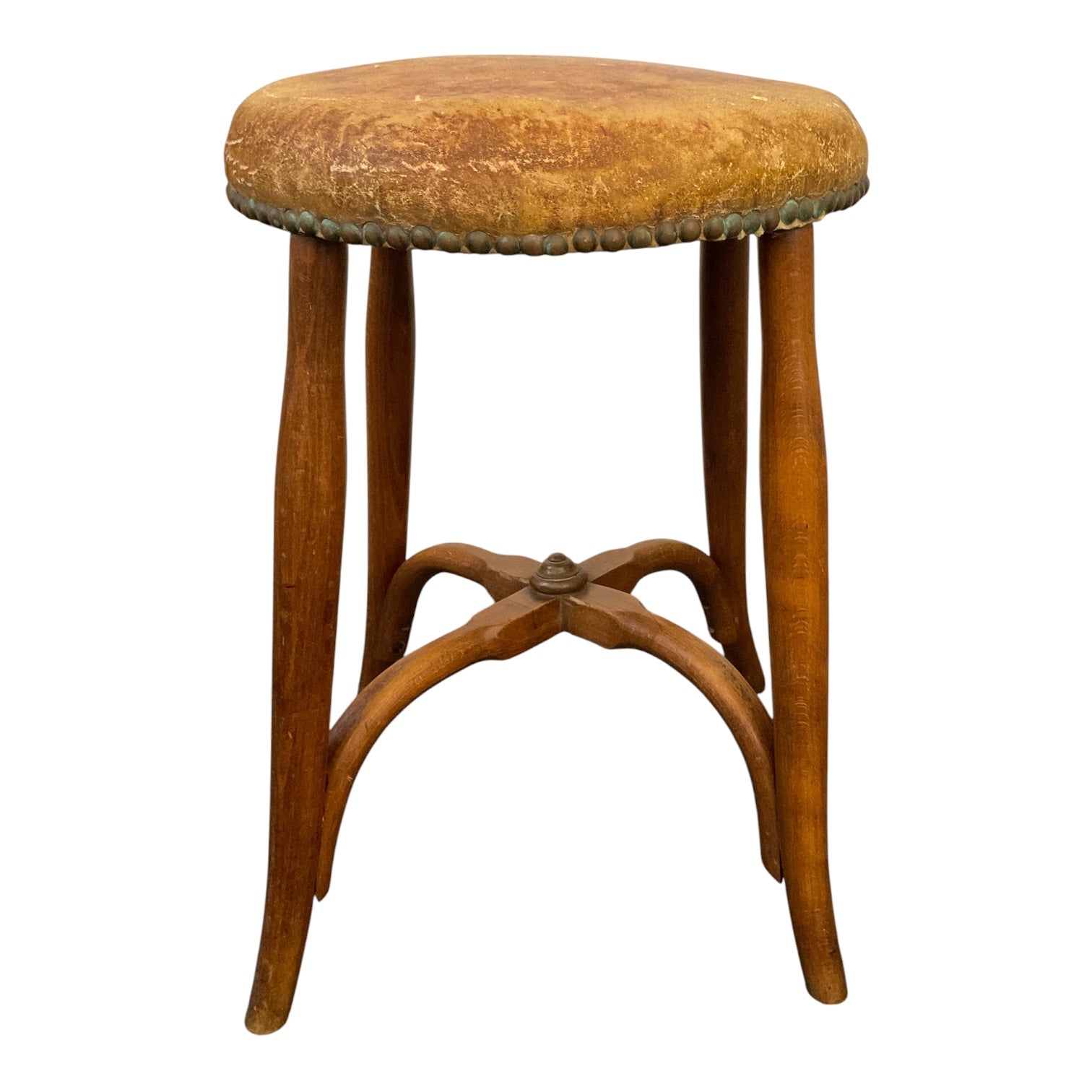 French Leather Top Stool