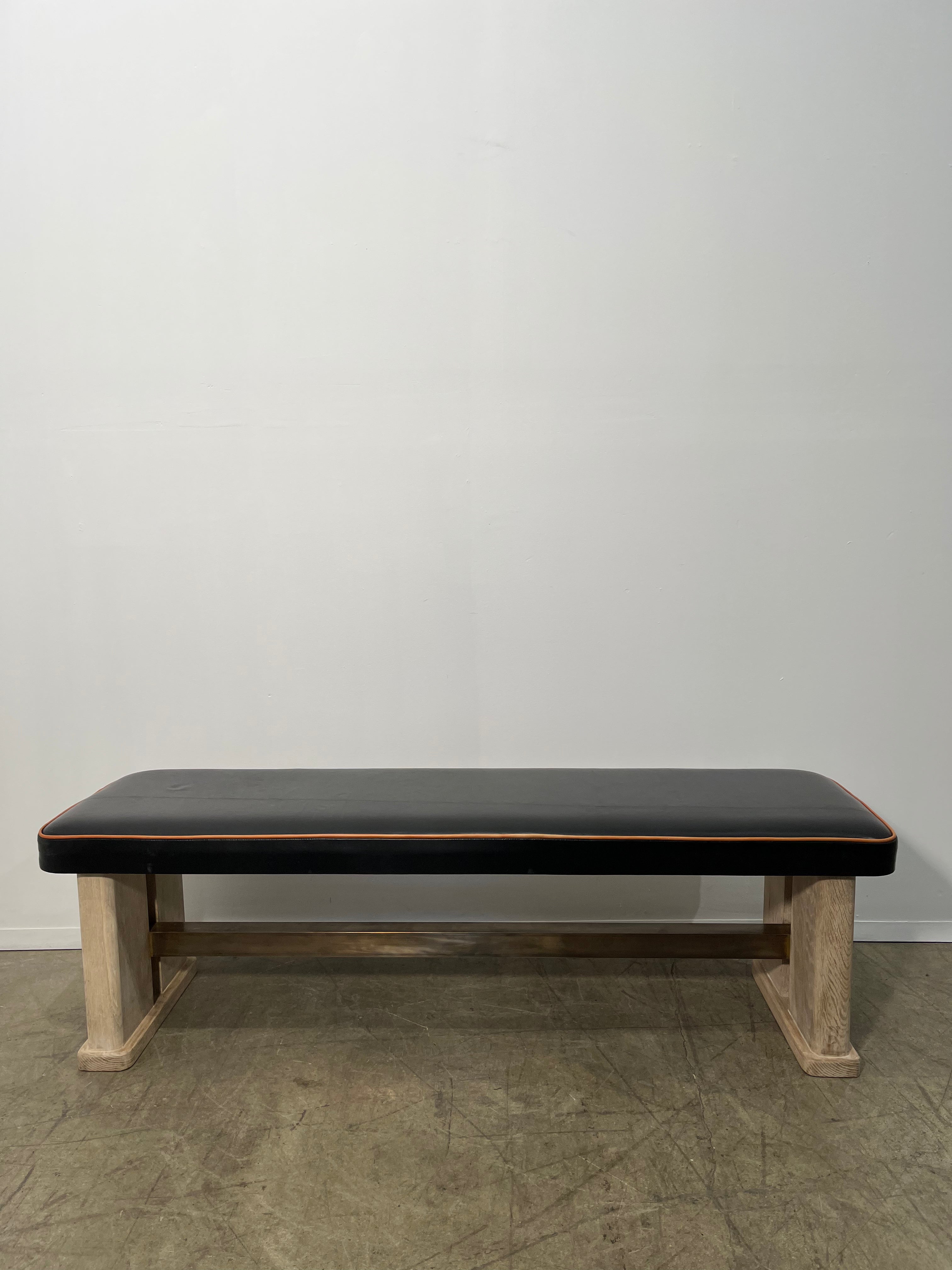 Limited Edition Vintage Black Leather Bench