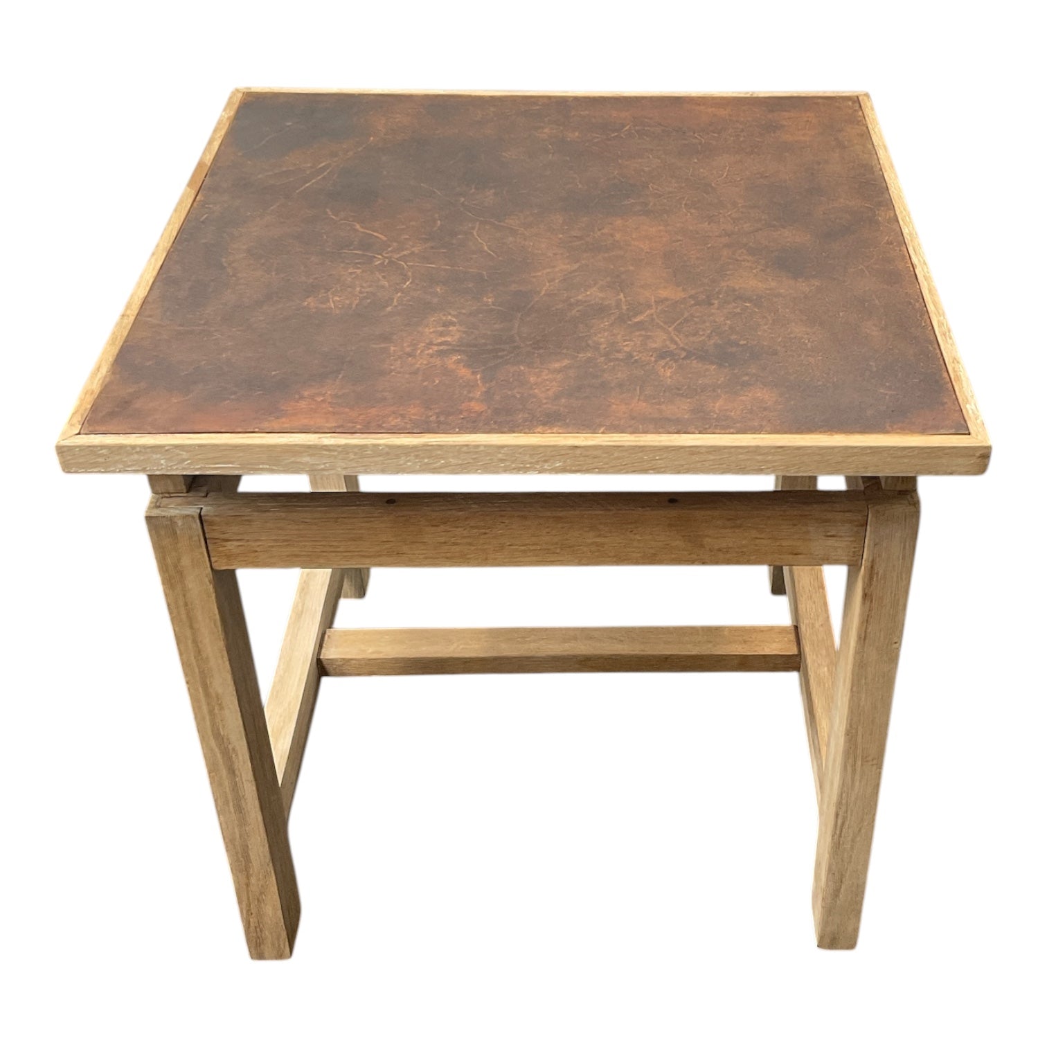 Limited Edition, oak and vintage leather top Side table
